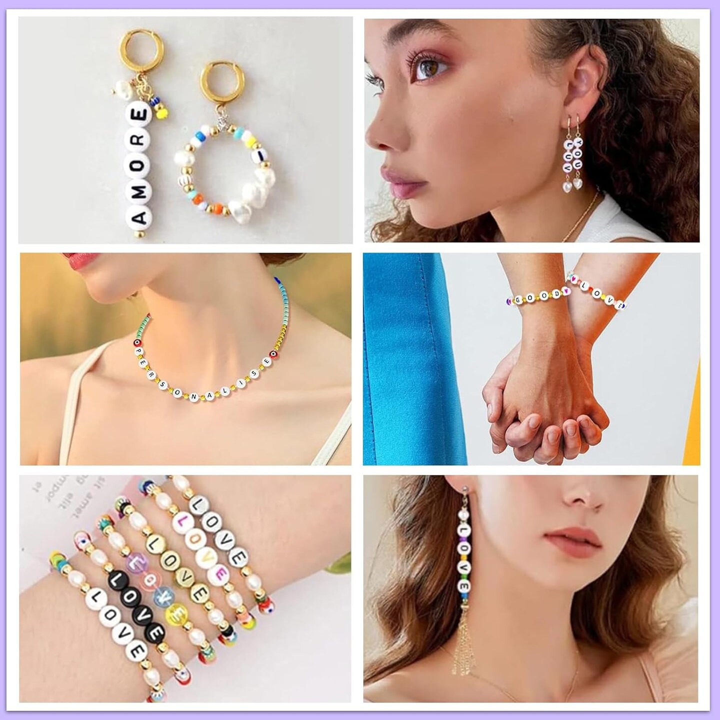 300Pcs Vowel Letter Pony Beads for Friendship Bracelets Making 4X7mm Individual Round White Alphabet Beads E