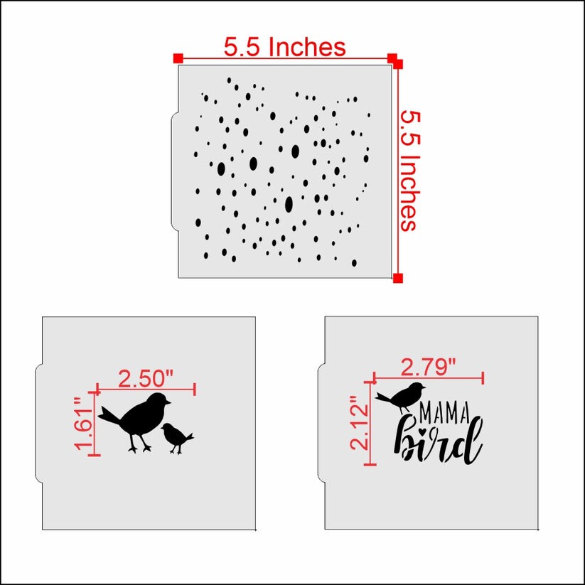 Mama Bird 3 Piece Cookie Stencil Bundle