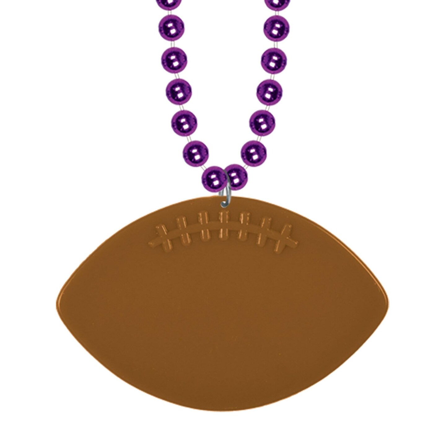 12 Pack Beistle Purple Party Bead Necklaces with Football Medallion