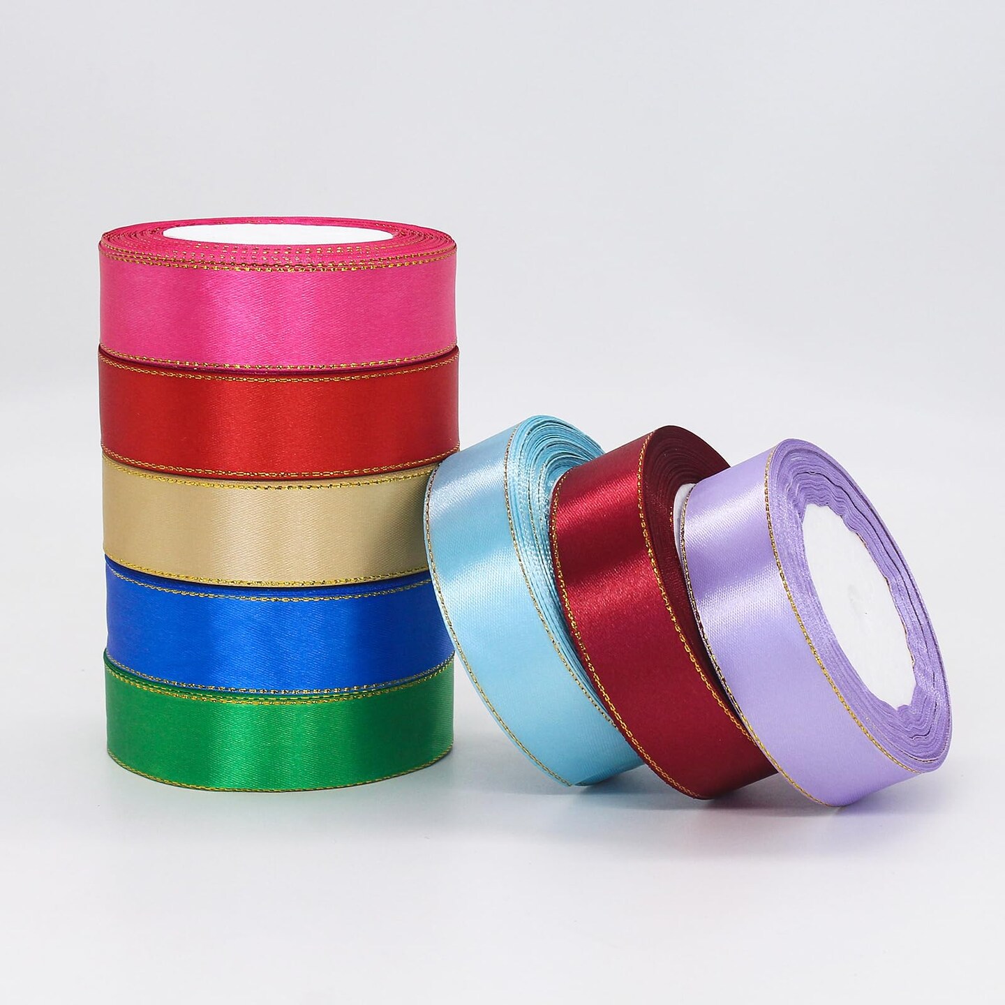 Gift Wrapping Satin Ribbon for Valentine's Day Flower Bouquet Arts Crafts Sewing 25 Yard Each Roll Ribbon for Trim Bow Merry Christmas Decoration (12 Colors Mix, 1 inch Width)