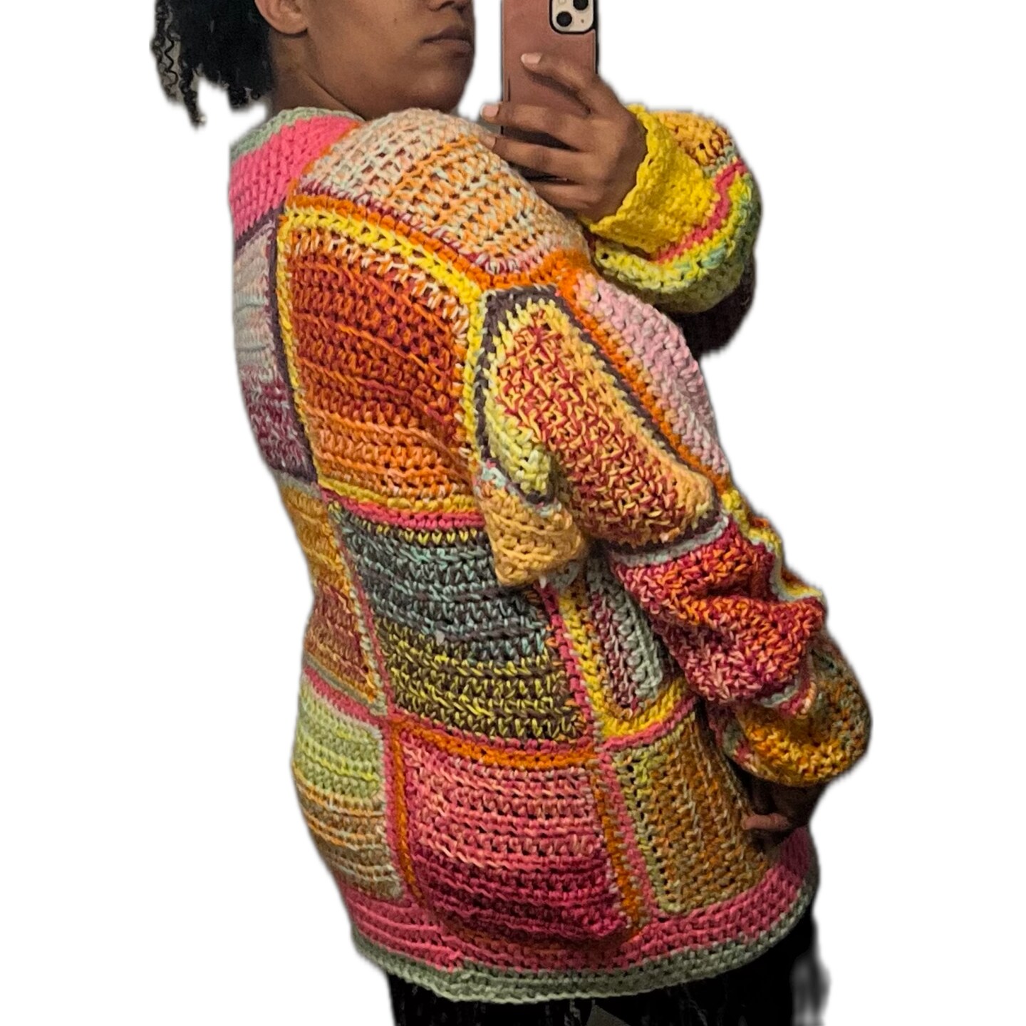 Sweater Crocheted Oversized Bright Neon Dopamine Colors Long