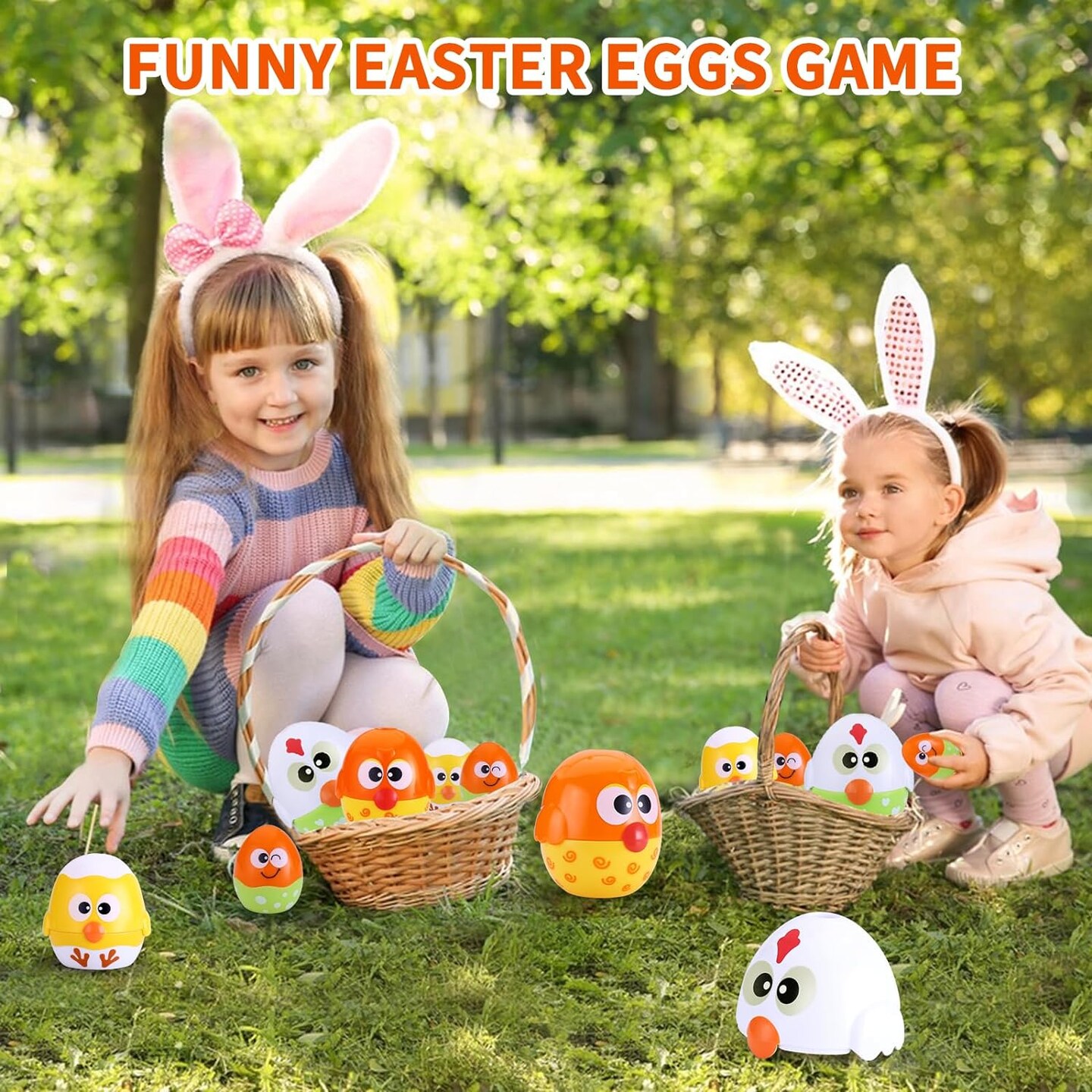 Chicken Toddler Easter Eggs Toys, Nesting Dolls Stacking Toys for Toddlers 1-3 Matching Shape Sorters Sensory Preschool Learning Baby Easter