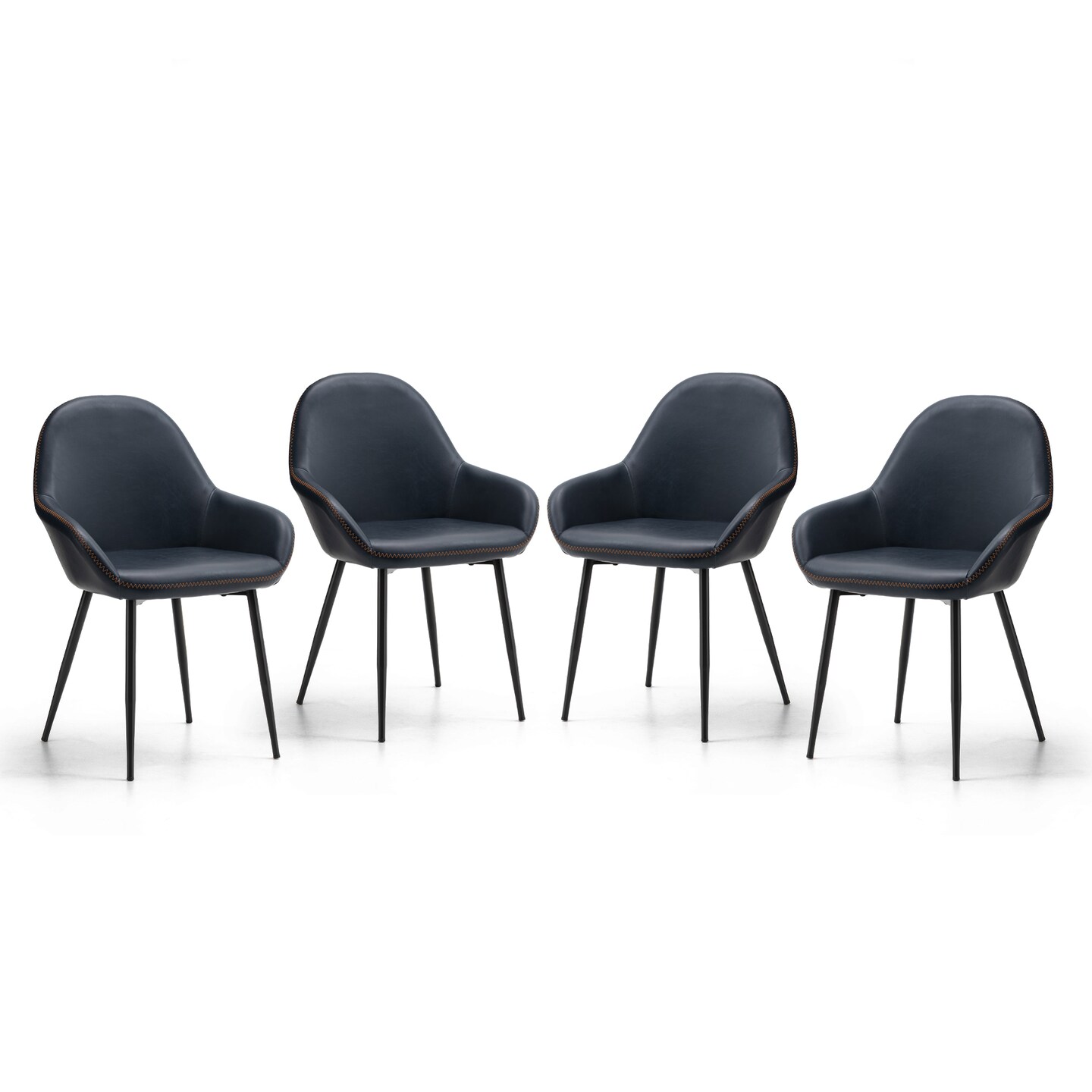 Set of 2/4 Mid-Century Modern Leatherette Dining Armchairs