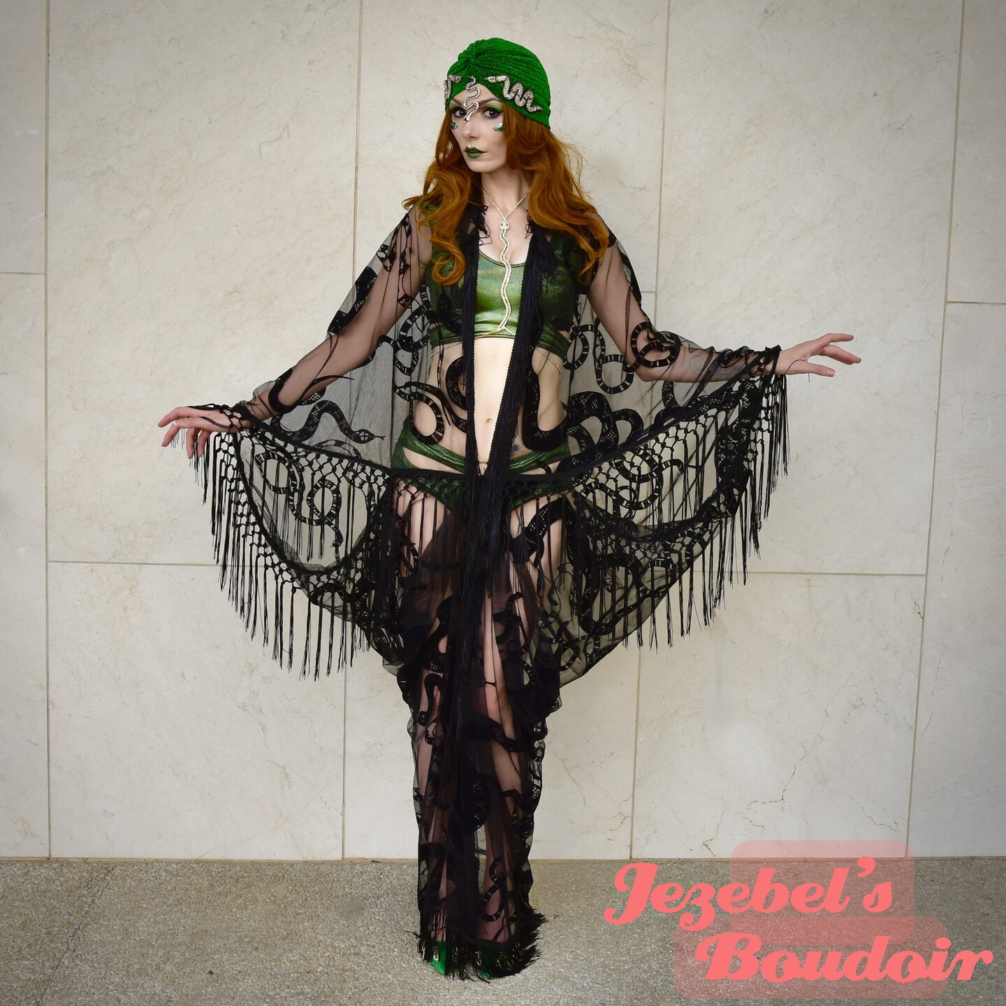 Snake 1920s Serpent Turban, Gothic Fortune Teller, Flapper Witch, Head Wrap Costume Headdress, Oracle Concert, Art Deco Burlesque Oddity product 2