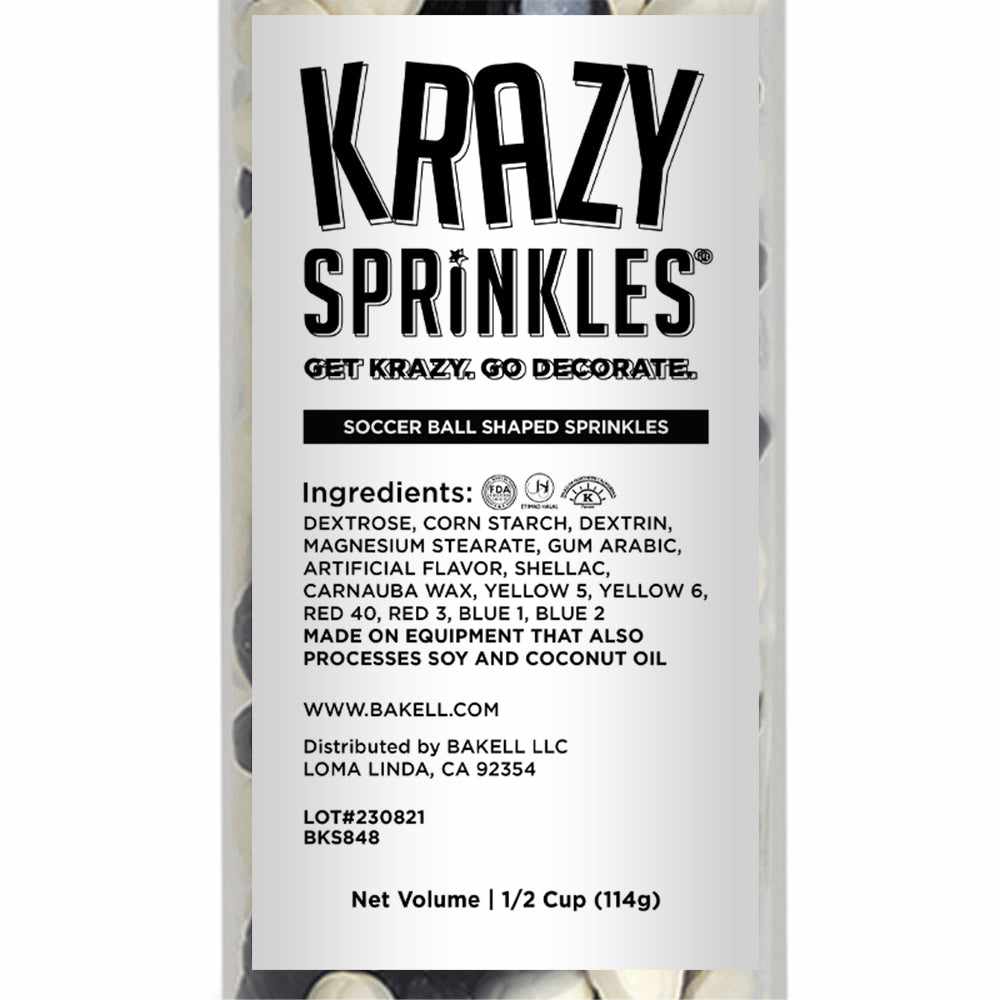 Krazy Sprinkles - Soccer Balls (1/2 Cup, 1x Jar) for Cakes, Ice Cream &#x26; Cookies