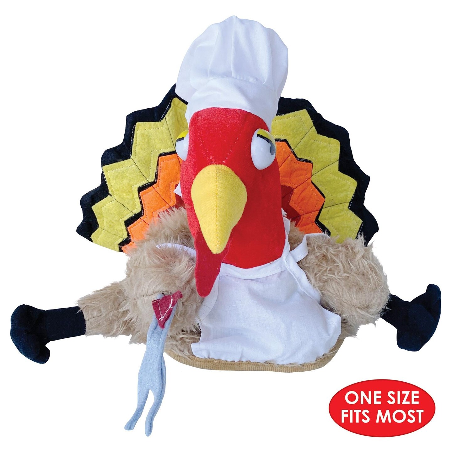 4 Pack Beistle Thanksgiving Plush Chef Turkey Hat