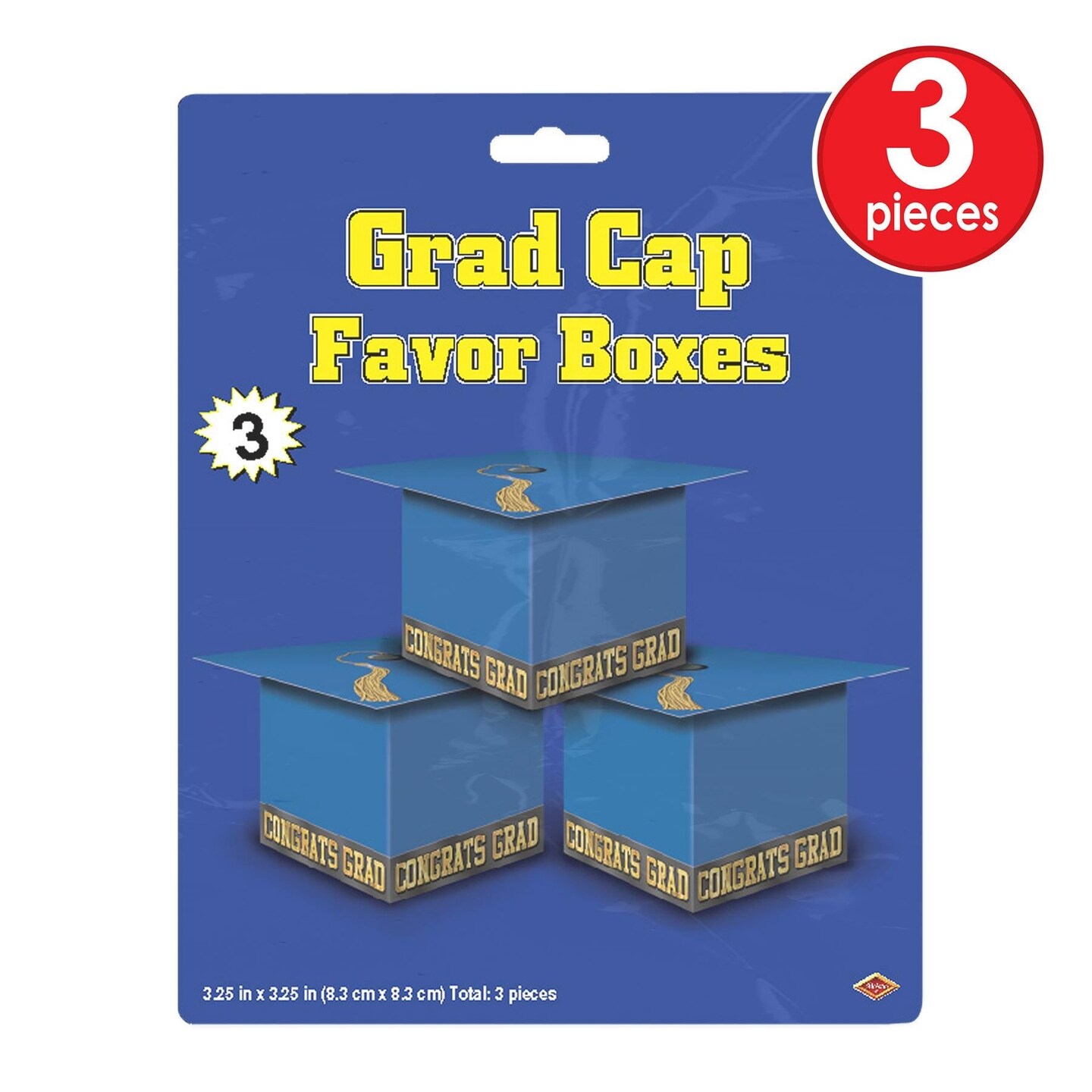 36 Pack Beistle Grad Cap Graduation Party Favor Boxes - blue