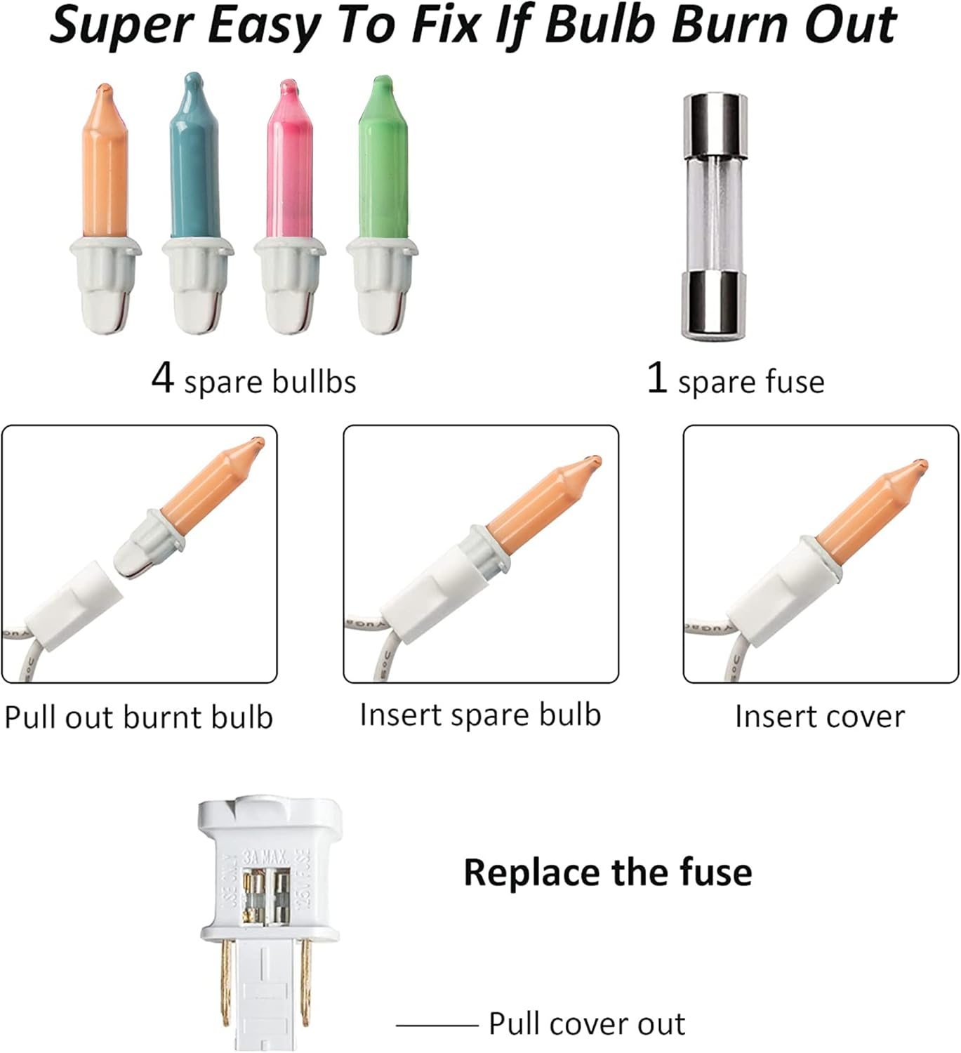 Warm White Christmas Mini String Lights, 150 Incandescent Lights, Waterproof Christmas Decorations for Indoor Outdoor Garden Yard Decor (Pastel White Wire, 150 Count)