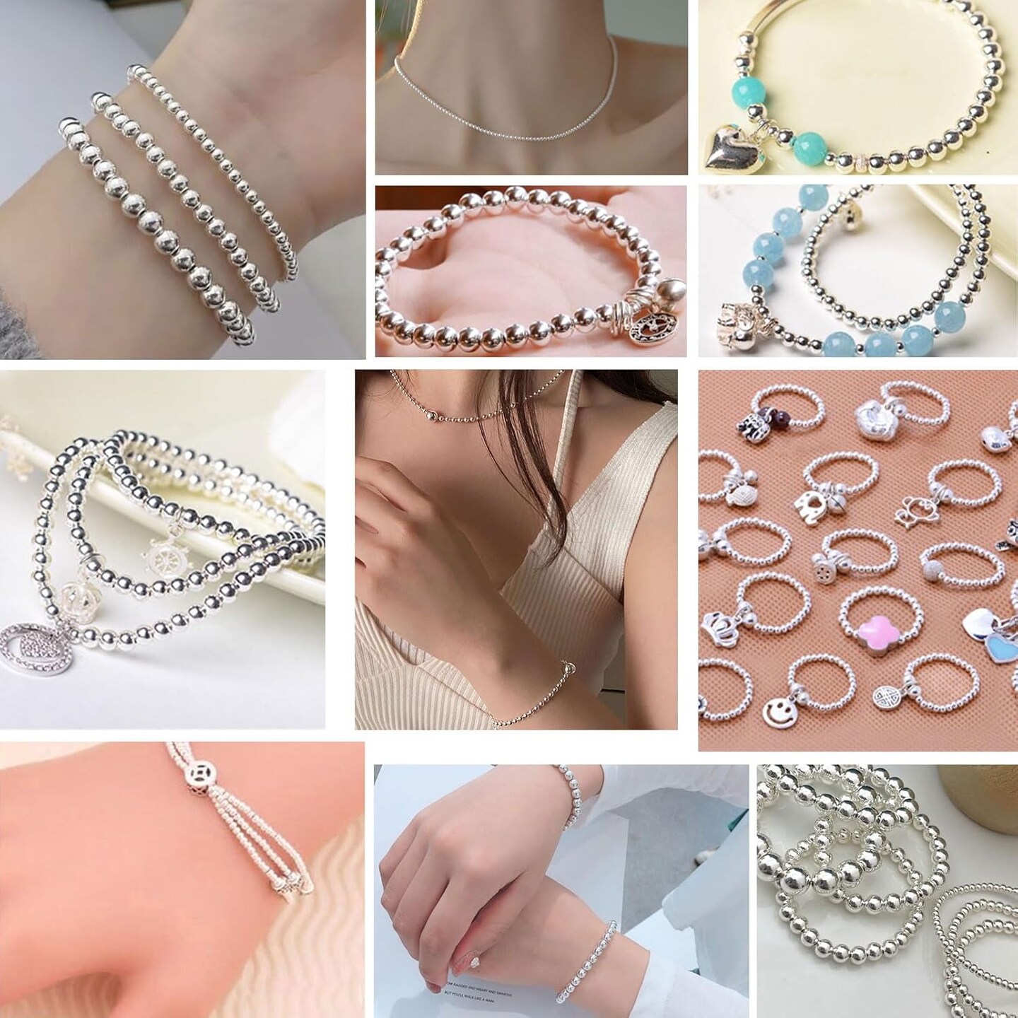 18K Gold Genuine 925 Sterling Silver Beads for Jewelry Making 100Pcs 2.5MM Smooth Round Beads Ball Spacer Beads for Bracelet Necklace Jewelry DIY Crafts