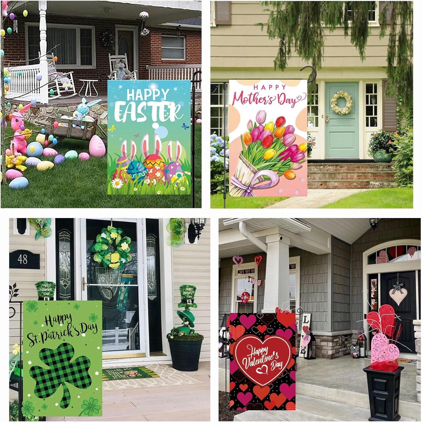 Seasonal Garden Flags Set of 12, Double Sided12x18 Inch Yard Flags, Garden Flags for Outside