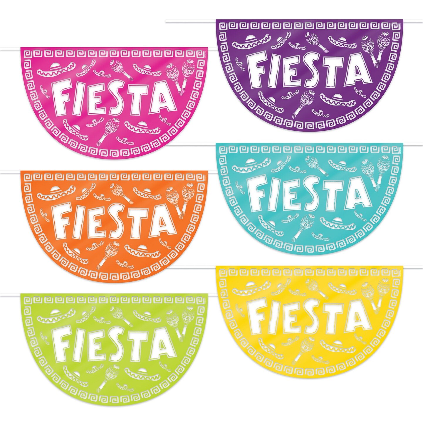 72 Piece Beistle Fiesta Picado Style Plastic Buntings