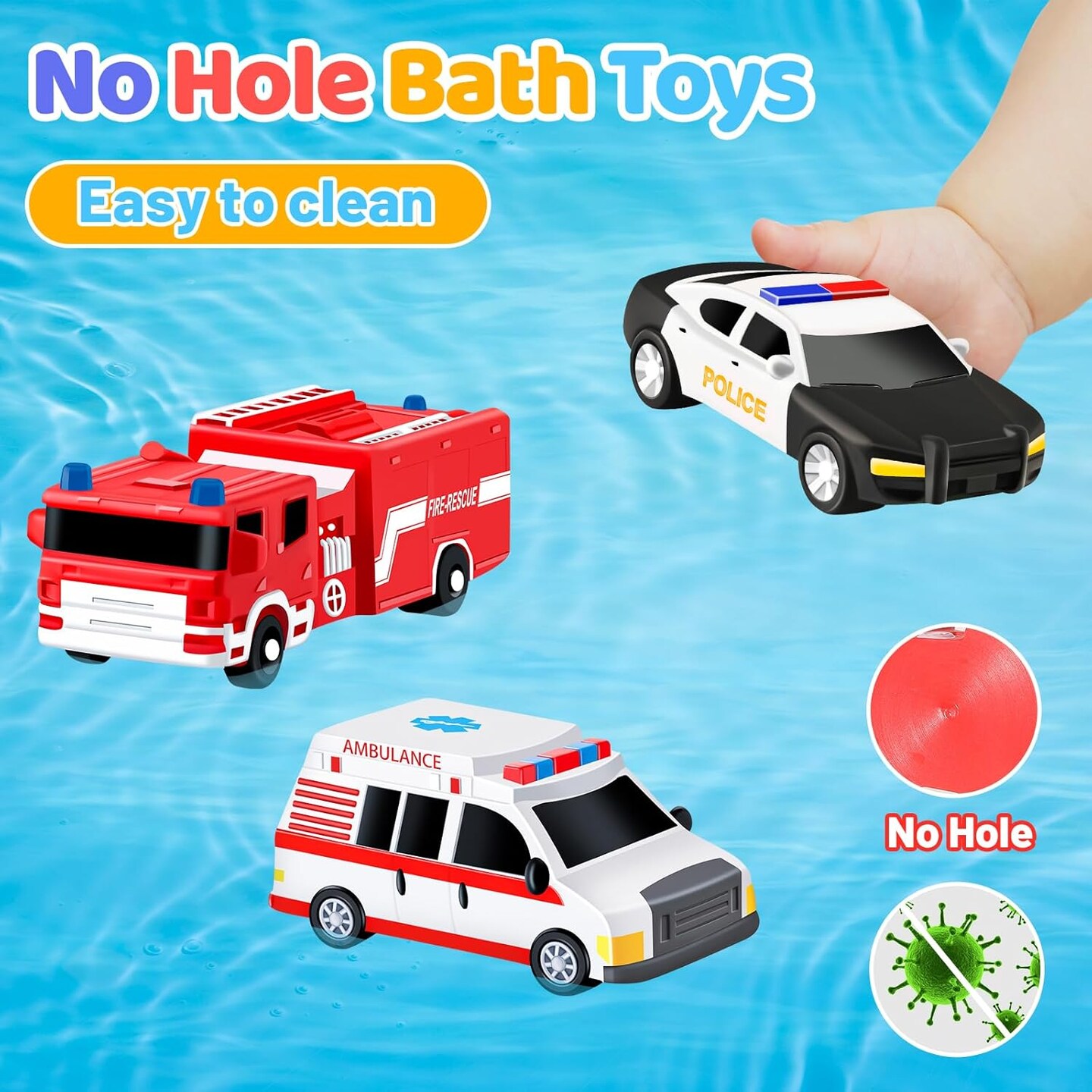 No Hole Bath Toys for Babies and Toddlers, Car Bath Toys for Infant Babies Kids