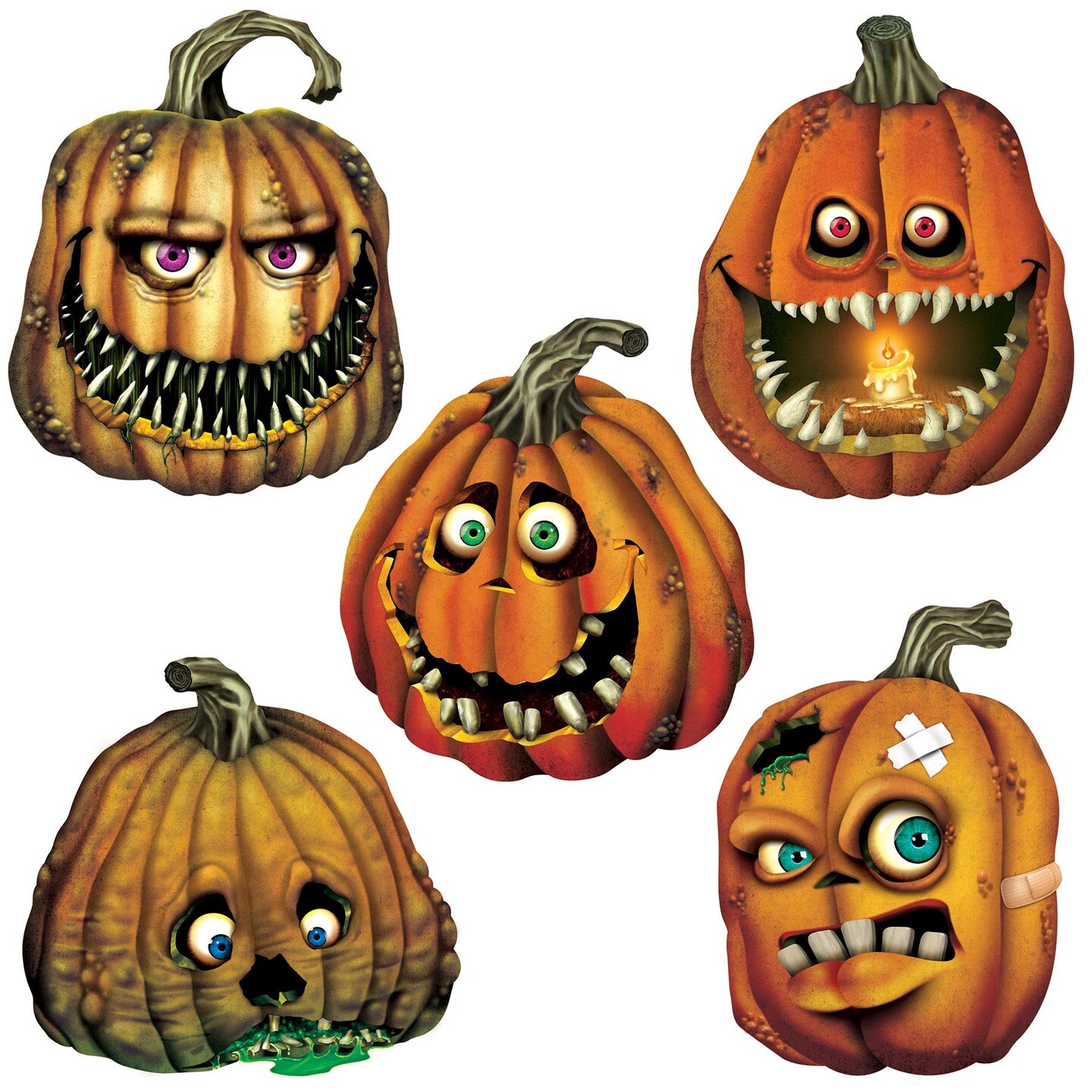 60 Piece Beistle Halloween Creepy Jack-O-Lantern Cutouts