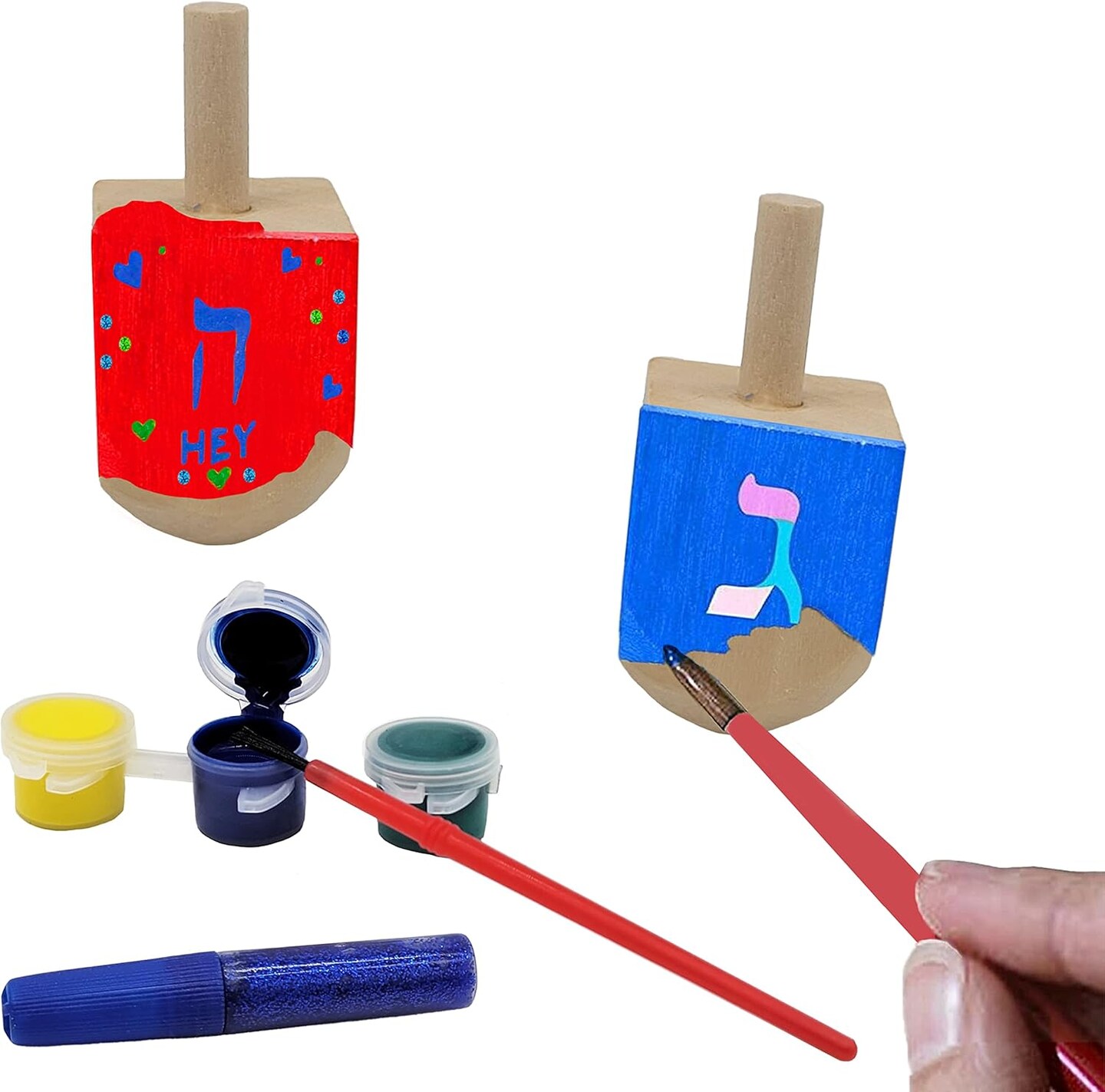 Hanukkah Wood Dreidels, Design Your Own Dreidel, DIY 1.5" Inch Unfinished Natural Wooden Chanukkah Dreidels (30-Pack)