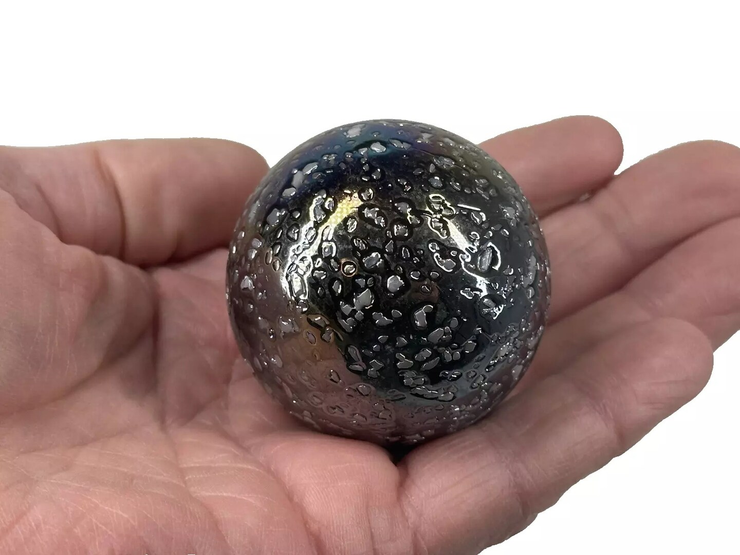 50mm (2") SNOWBALL Glitter Confetti Marbles glass Ball Toe Breaker