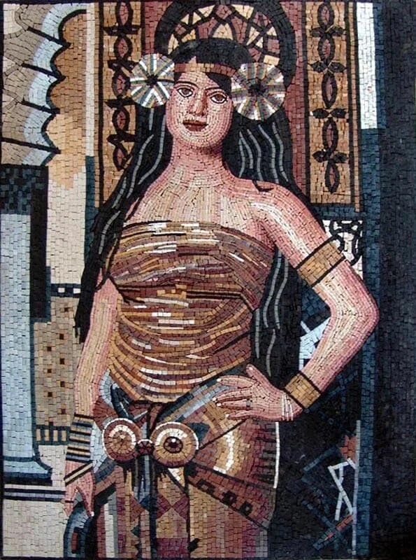 product name is Oriental Woman Marble Mosaic Mural