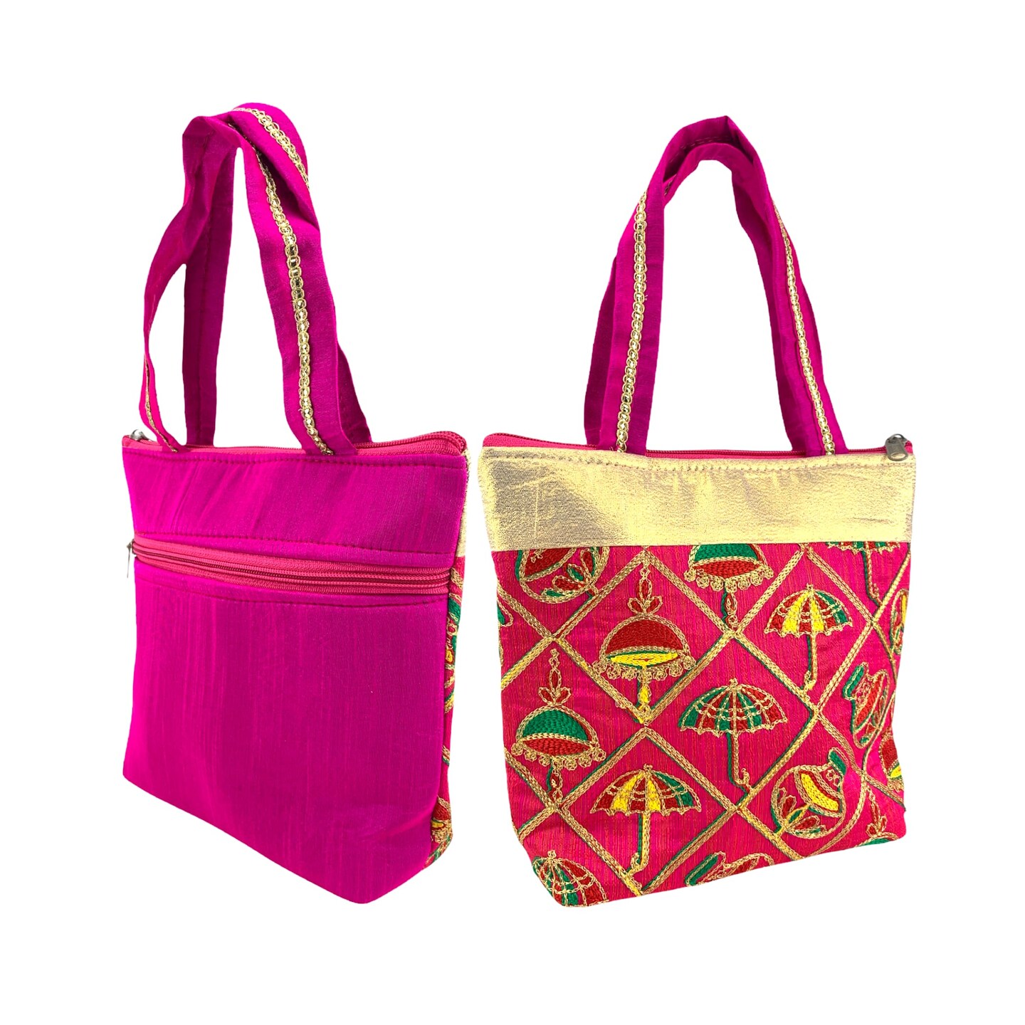 Indian Tote Bag Ethnic Bag with Gota Patti Embroidered Purse Wedding Favor Eid Gift Handbag for Women Gift for Her