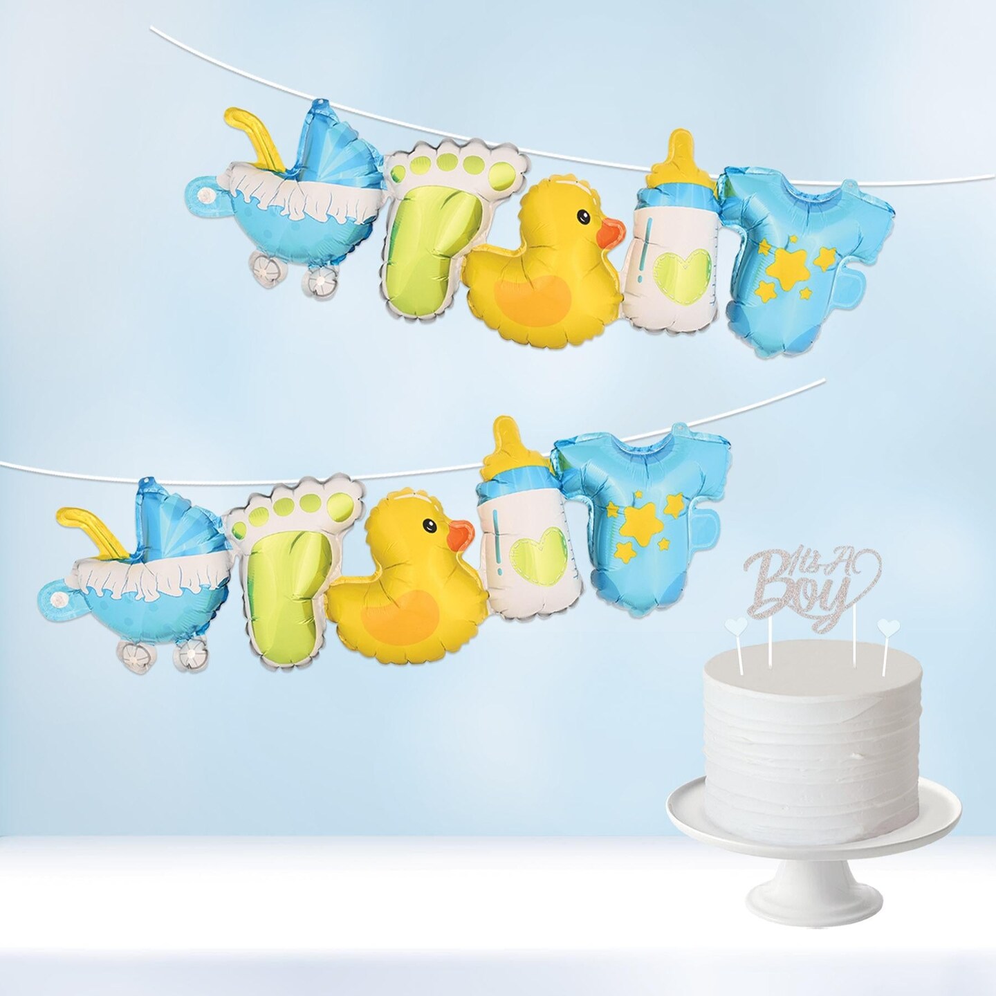 6 Pack Beistle Baby Boy Balloon Streamers