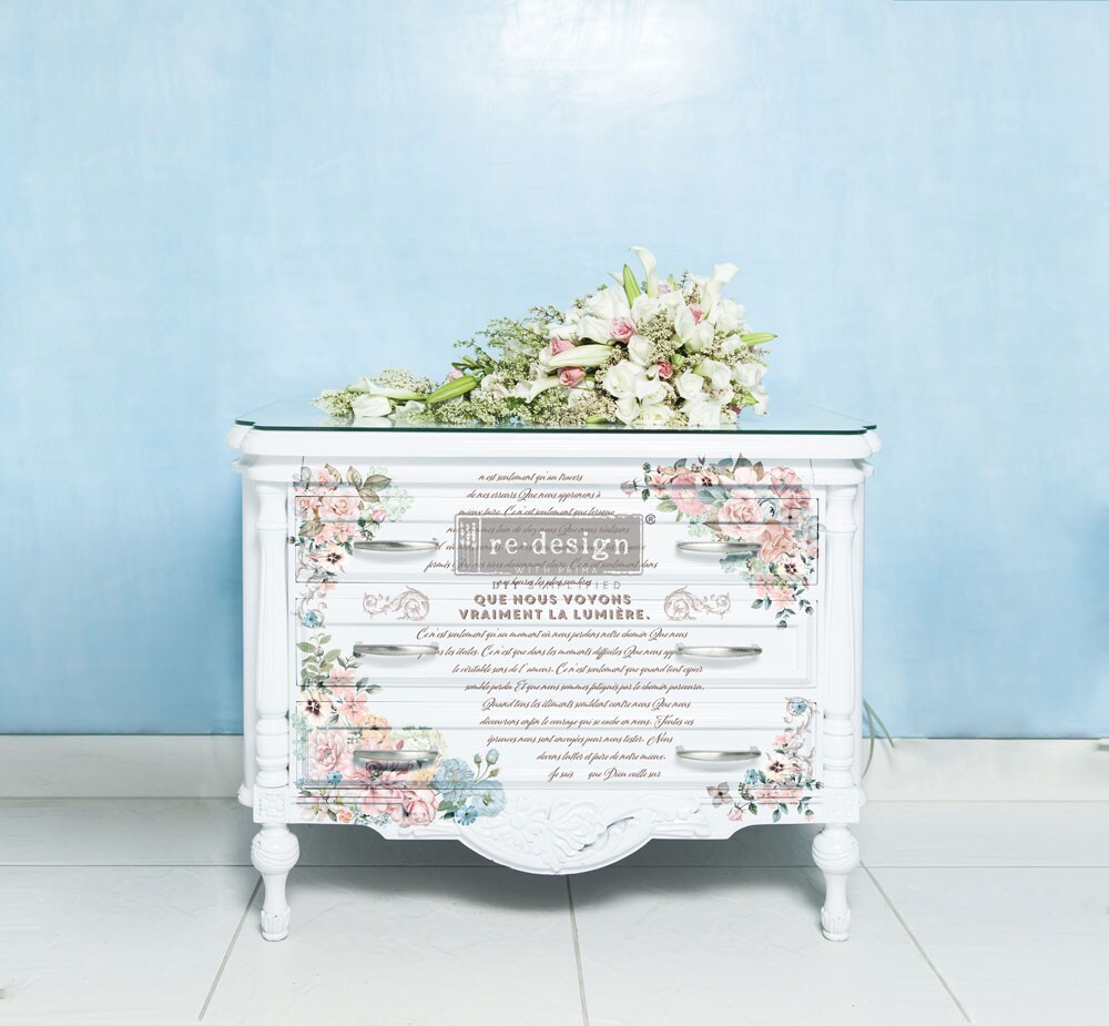 24 RedesignDecorTransfers®-PureLightFloral-totalsheetsize24inx35in,cutinto3sheets rub-ons