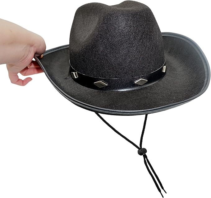 4E&#x27;s Novelty 4 Pack Black Cowboy Hat Party Pack (Kid Size) - Felt Cowgirl Hats for Girls, Boys, Teens