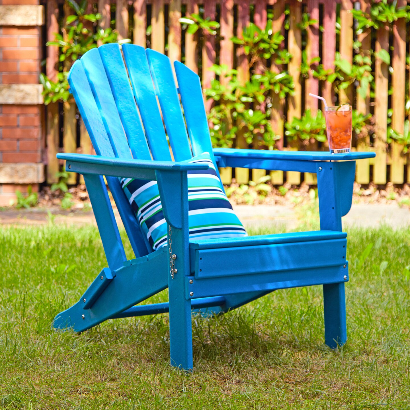 Pacific Blue HDPE Folding Adirondack Chair &#x26; Table Set