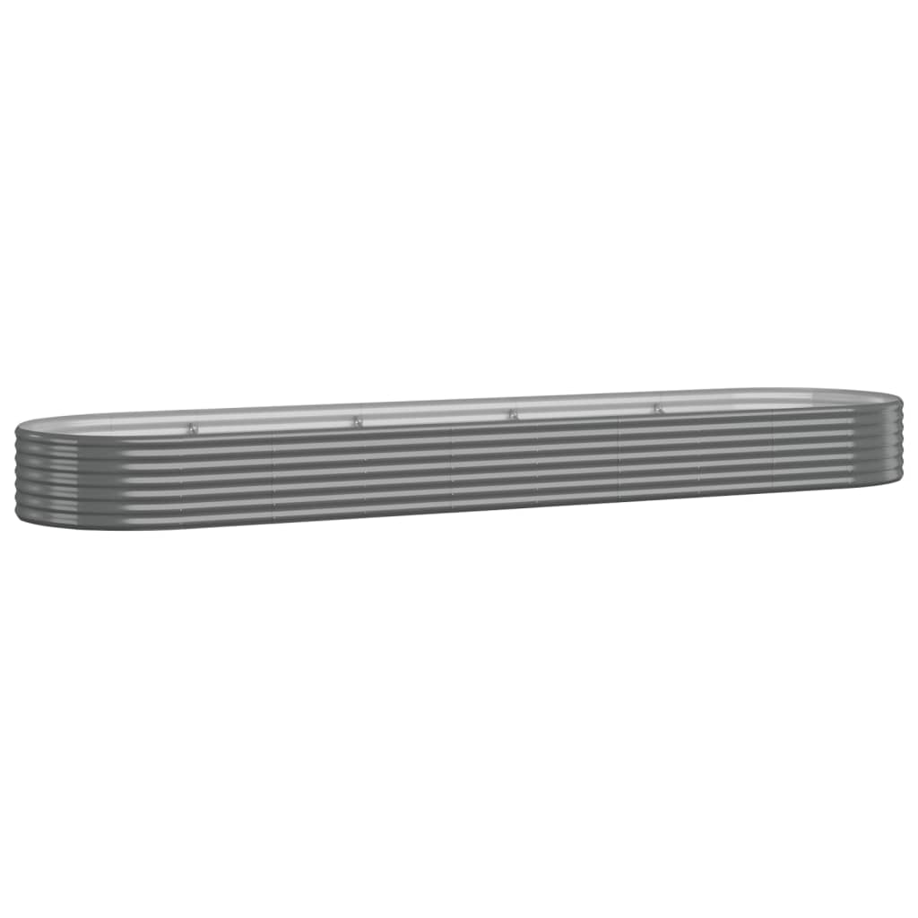 vidaXL Garden Raised Bed Powder-coated Steel 155.9&#x22;x39.4&#x22;x14.2&#x22; Gray