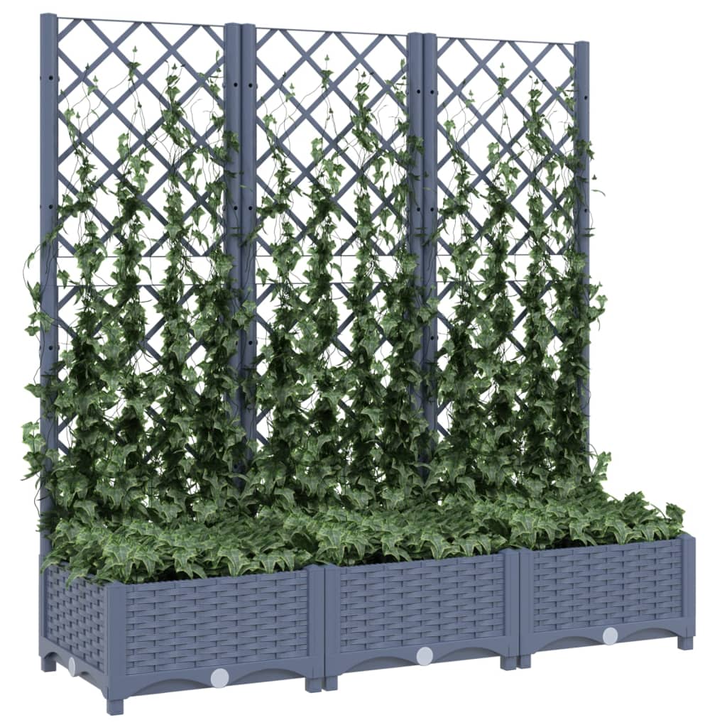 vidaXL Garden Planter with Trellis Dark Gray 47.2x15.7x47.8 PP