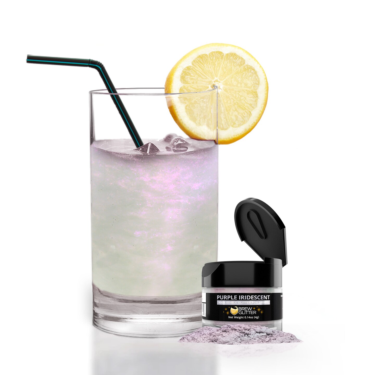 Brew Glitter - Purple Iridescent Edible Drink Glitter (4g, x1 Flip-Cap Jar) for Beer, Cocktails and Beverages