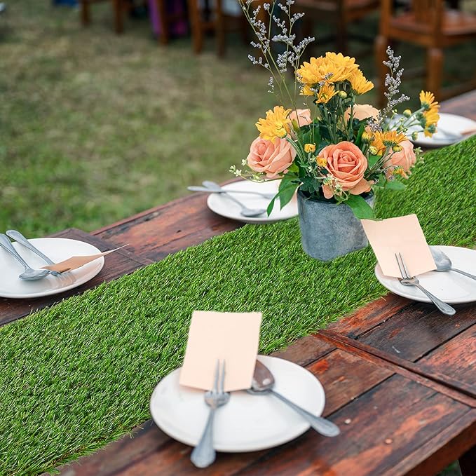Artificial Grass Table Runner, Greenery Faux Turf Table Decor Easter Party, Wedding, Birthday, Dining, Baby Shower, 12&#x22; x 36&#x22;