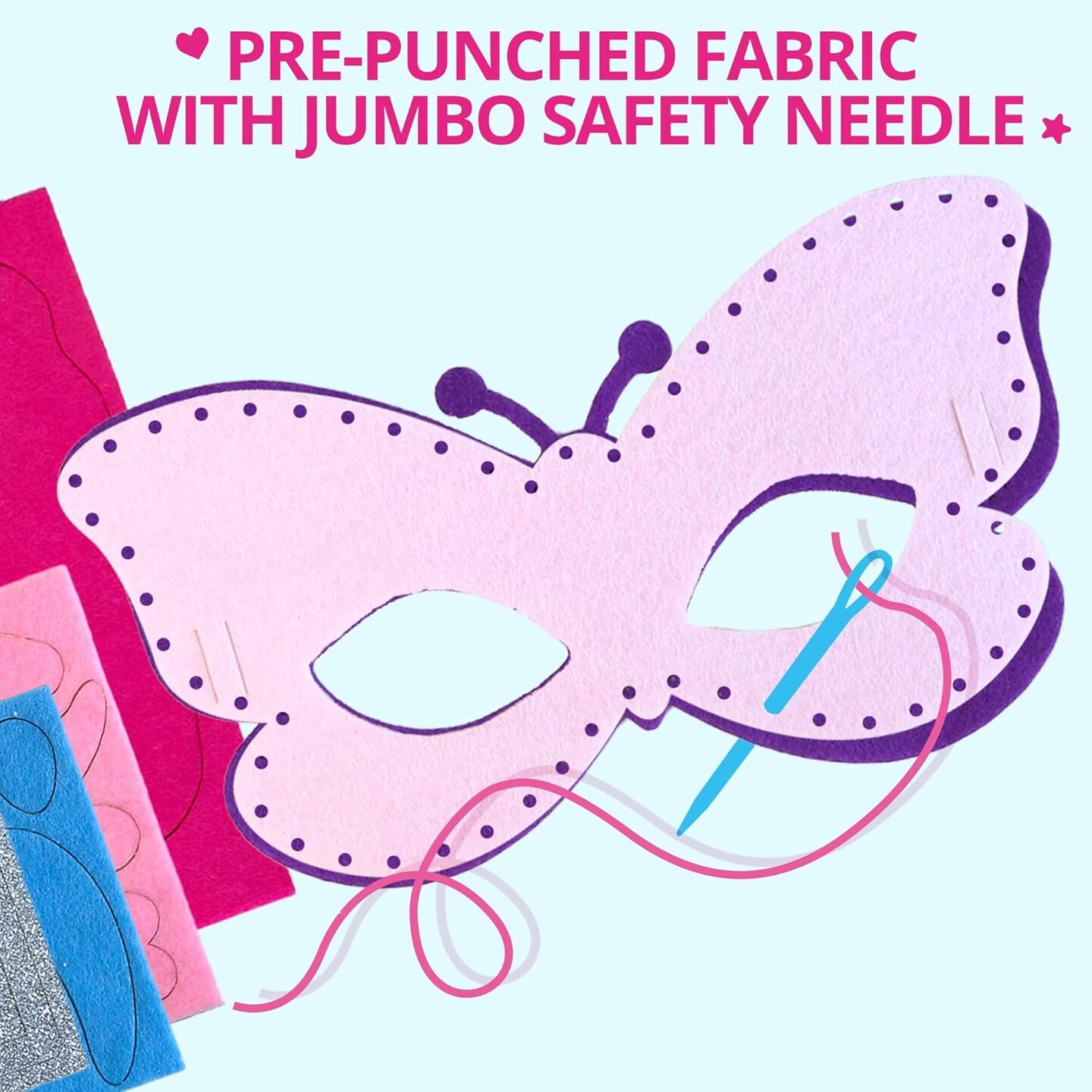 My First Princess Kids Sewing Kit, Beginner Arts and Crafts, Princess Sewing Kit for Kids, 6 Dreamy DIY Projects with Princess Lacing Dress, Butterfly Eye Mask, Instructions &#x26; Felt for Learn Sewing