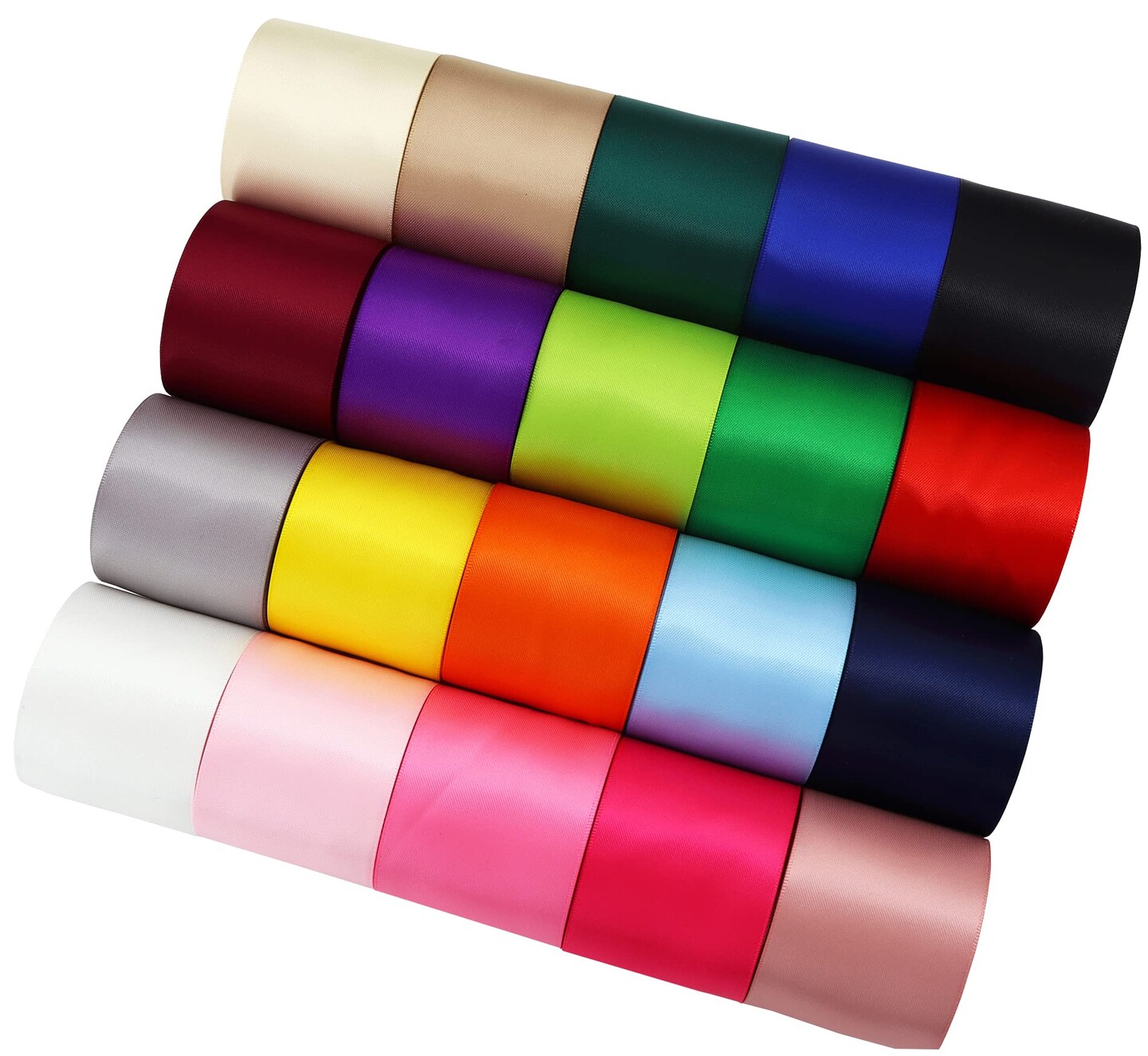 YERELO Double Face Satin Ribbon 2 inch Ribbon 20 Solid Color Ribbon Assortment, 2" X 2 Yard Each Total 40 Yards Per Package, Ribbon for Gift Wrapping Ribbons for Crafts Hair Ribbons