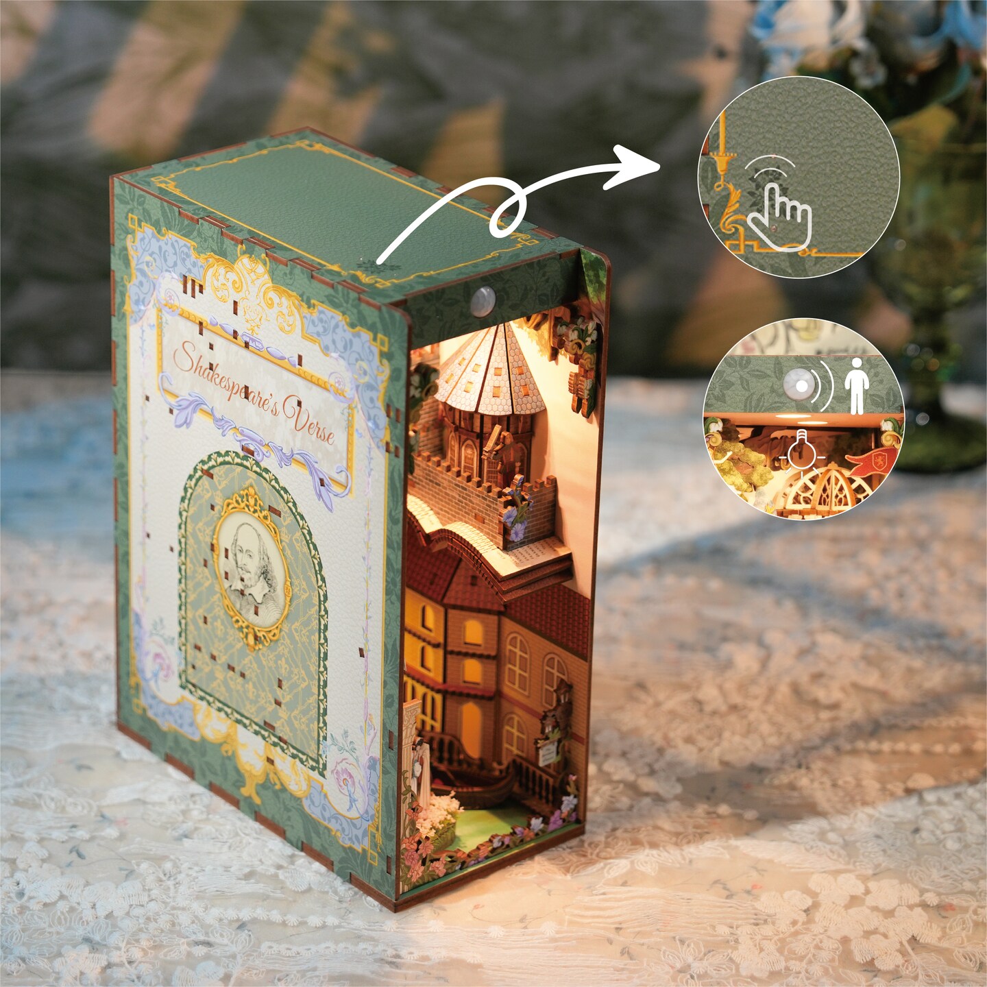 DIY Book Nook Kit - Shakespeare&#x27;s Verse w/ Dust Cover