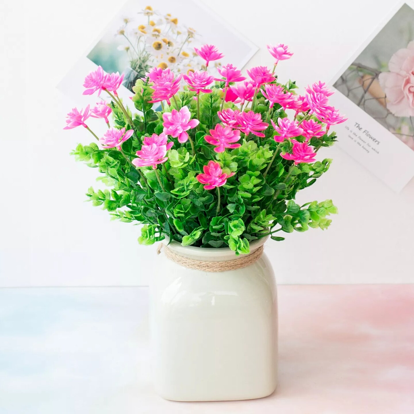 4pcs Artificial Flowers Outdoor Big Lotus Floral Greenery Shrubs Plants