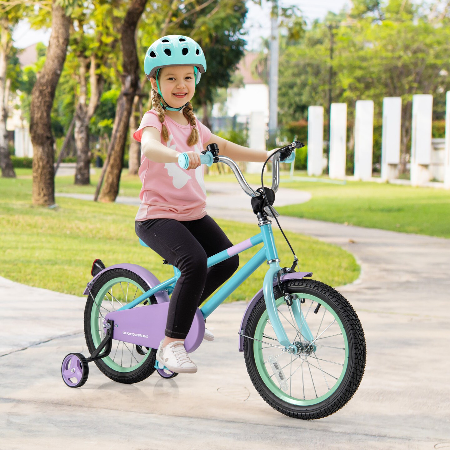 Purple Kids Bike with Adjustable Handlebar and Saddle for Comfortable Riding