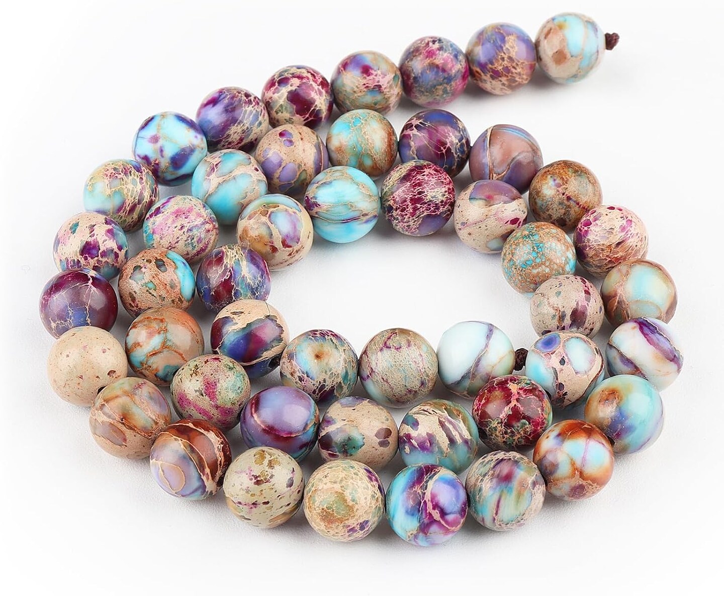 Natural Stone Beads Gemstone Beads for Jewelry Making - Galaxy Sea Sediment Jasper Beads for Bracelets, 6mm Semi Precious Crystal Round Beads(58-60pcs, 6mm, Galaxy Sea Sediment Jasper)