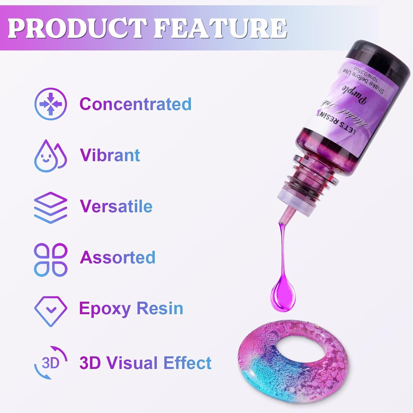 LET&#x27;S RESIN 48pcs Concentrated Alcohol Ink Set, Vibrant Colors Alcohol-Based Resin Ink for Epoxy Resin, Alcohol Paint Dye for Resin Art, Tumblers, Epoxy Resin (Each 0.35oz)