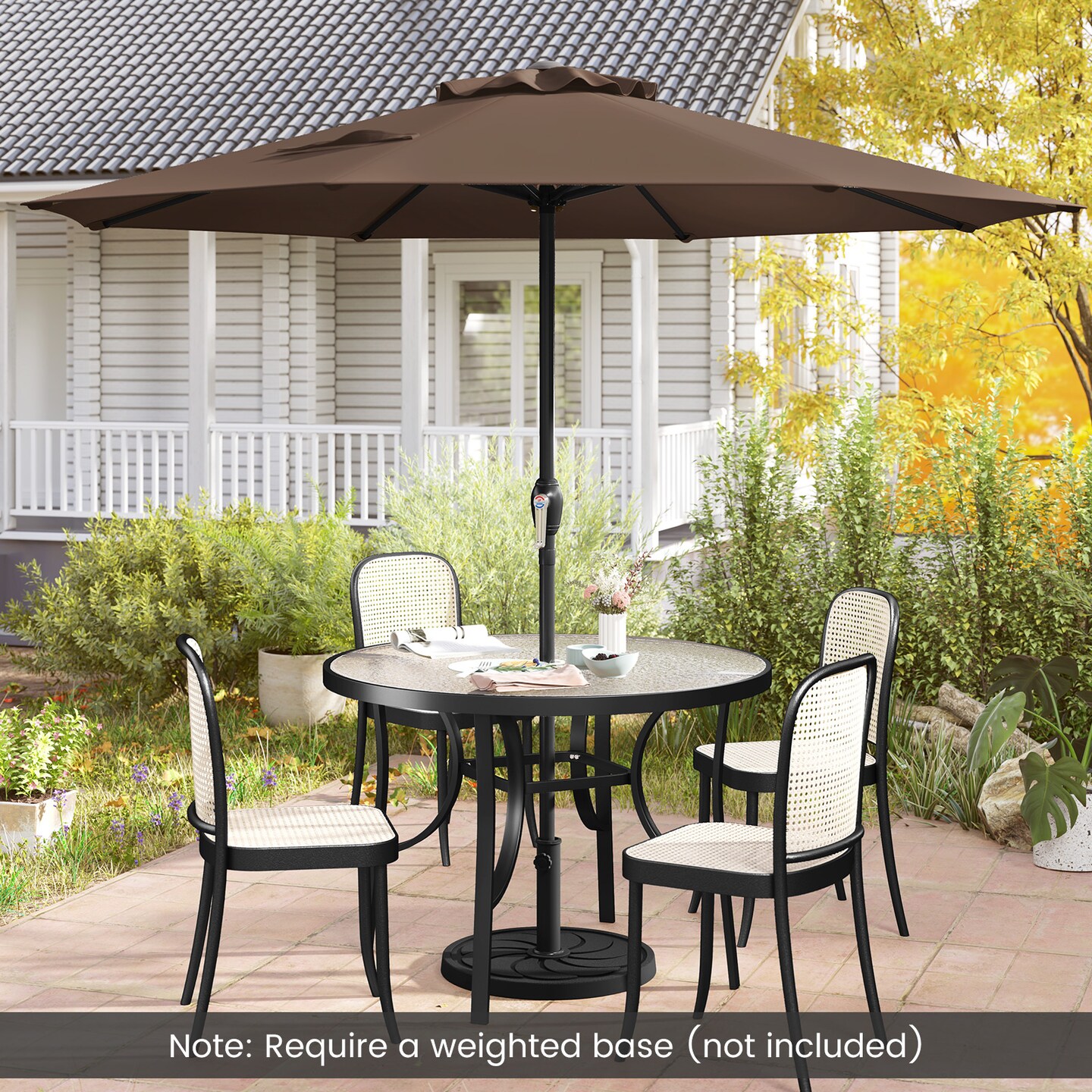 Fabric Outdoor Heavy Duty Market Umbrella with Crank Handle, 8 Sturdy Ribs, UV Protection