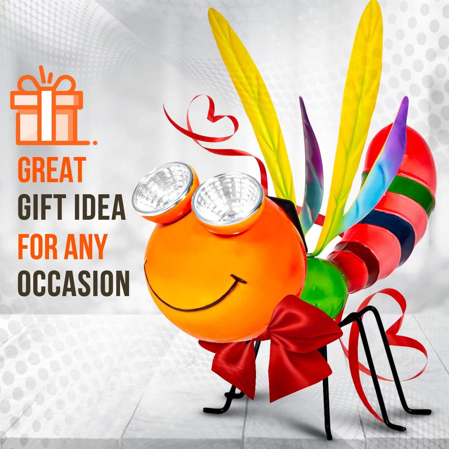 Dragonfly Solar Light - Metal Yard Art - Add Whimsy To Your Garden - Solar Yard Decorations - Outdoor Decor