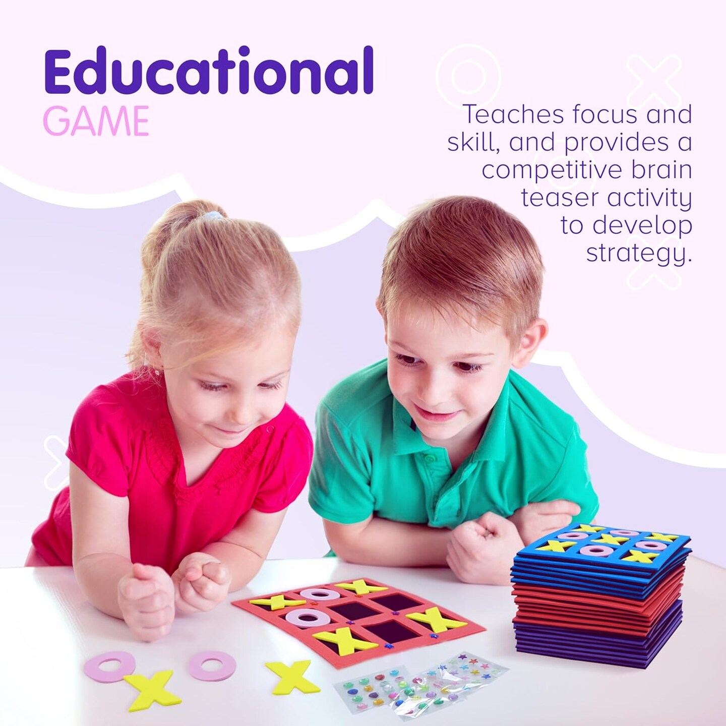 4E&#x27;s Novelty 48 Pack Tic Tac Toe Game Bulk - Valentines Gifts for Kids, Classroom Exchange Toys
