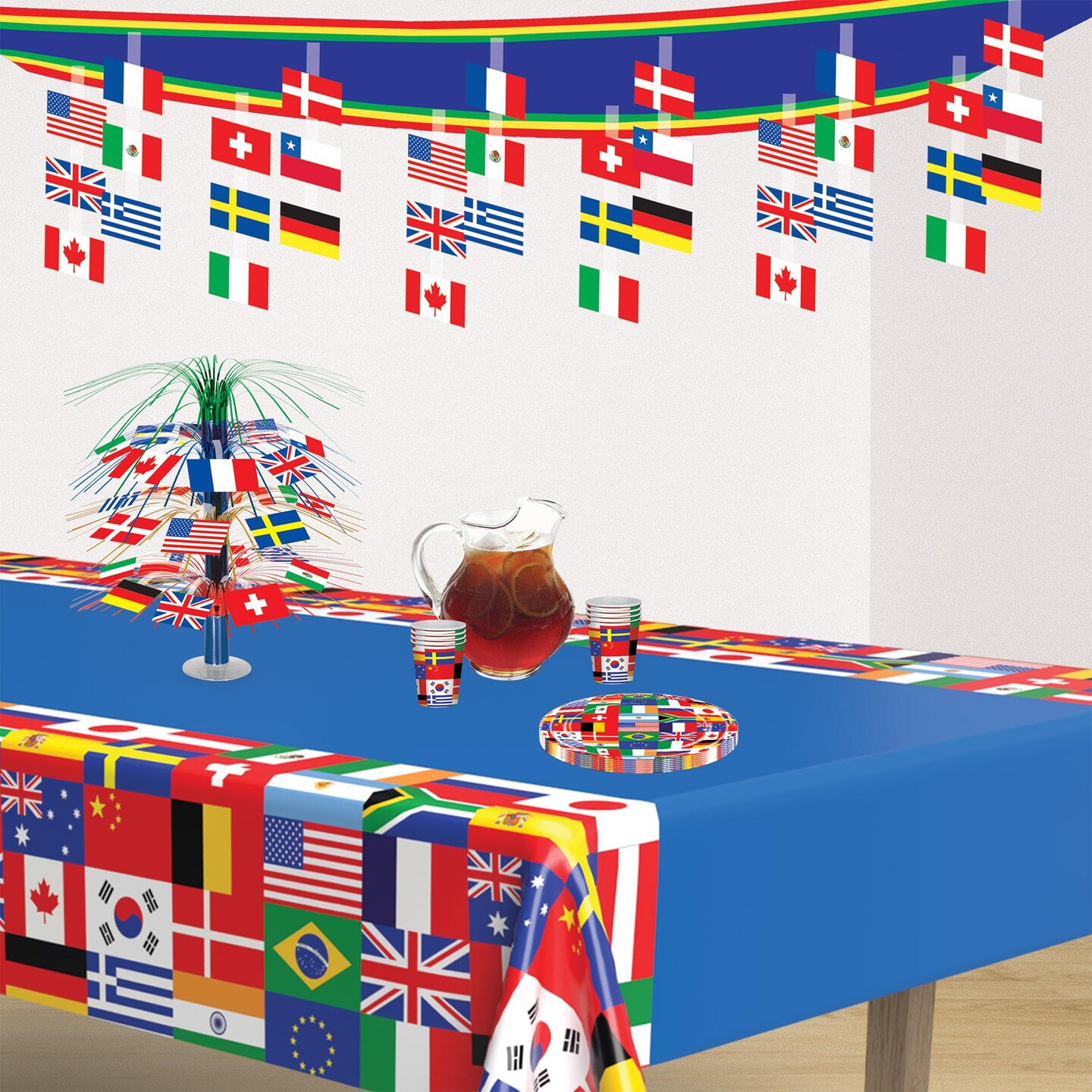 6 Pack Beistle International Flag Ceiling Party Decor