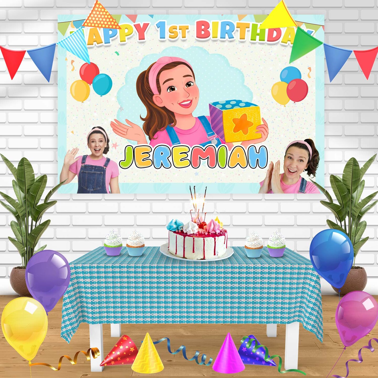 Rachel Kids Birthday Banner Personalized Party Backdrop Decoration 60 x  44
