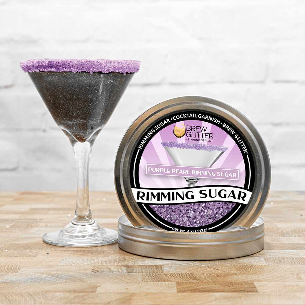 Brew Glitter - Purple Pearl Rimming Sugar (4oz, 1x Bar Tin) Cocktail Garnish for Mixed Drinks &#x26; Refreshments