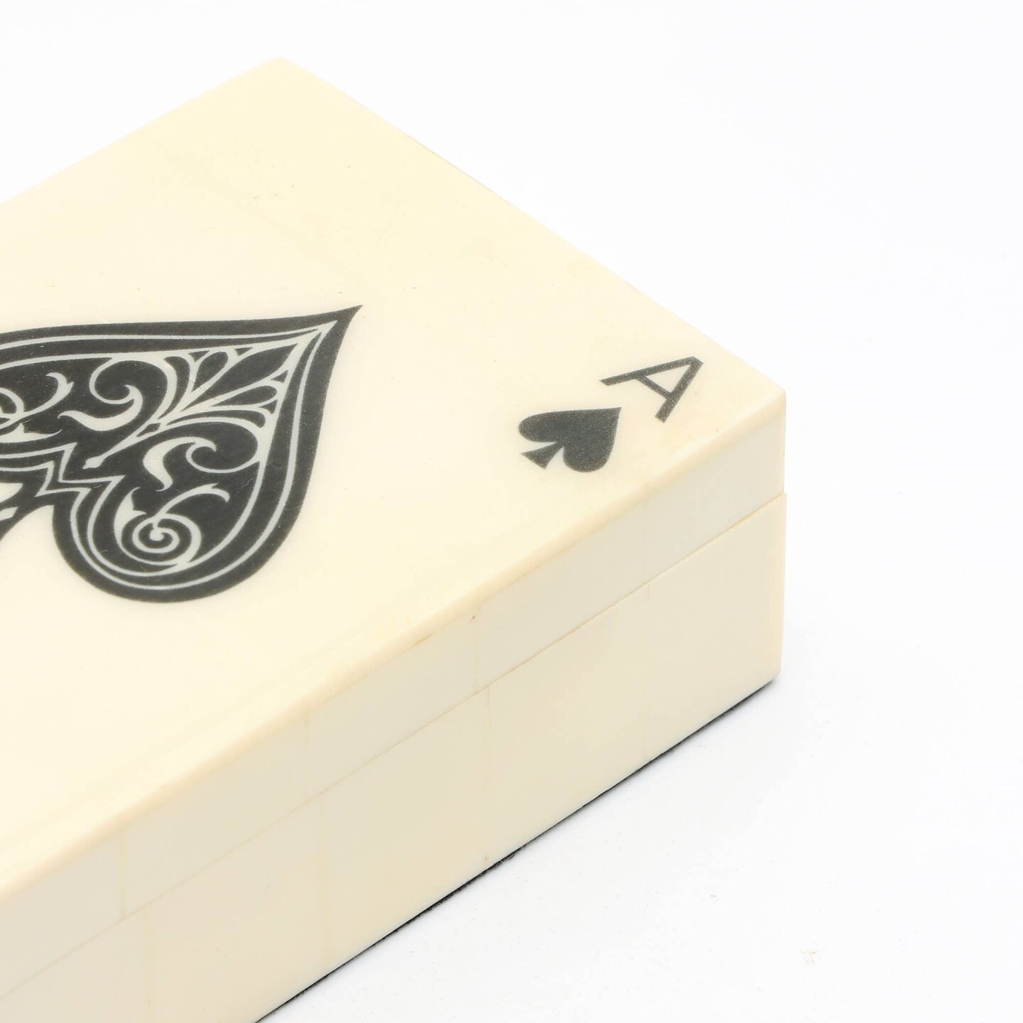 Wooden Printed White Card Box with Cards - 4.75&#x22;x3.35&#x22;x1.75&#x22;