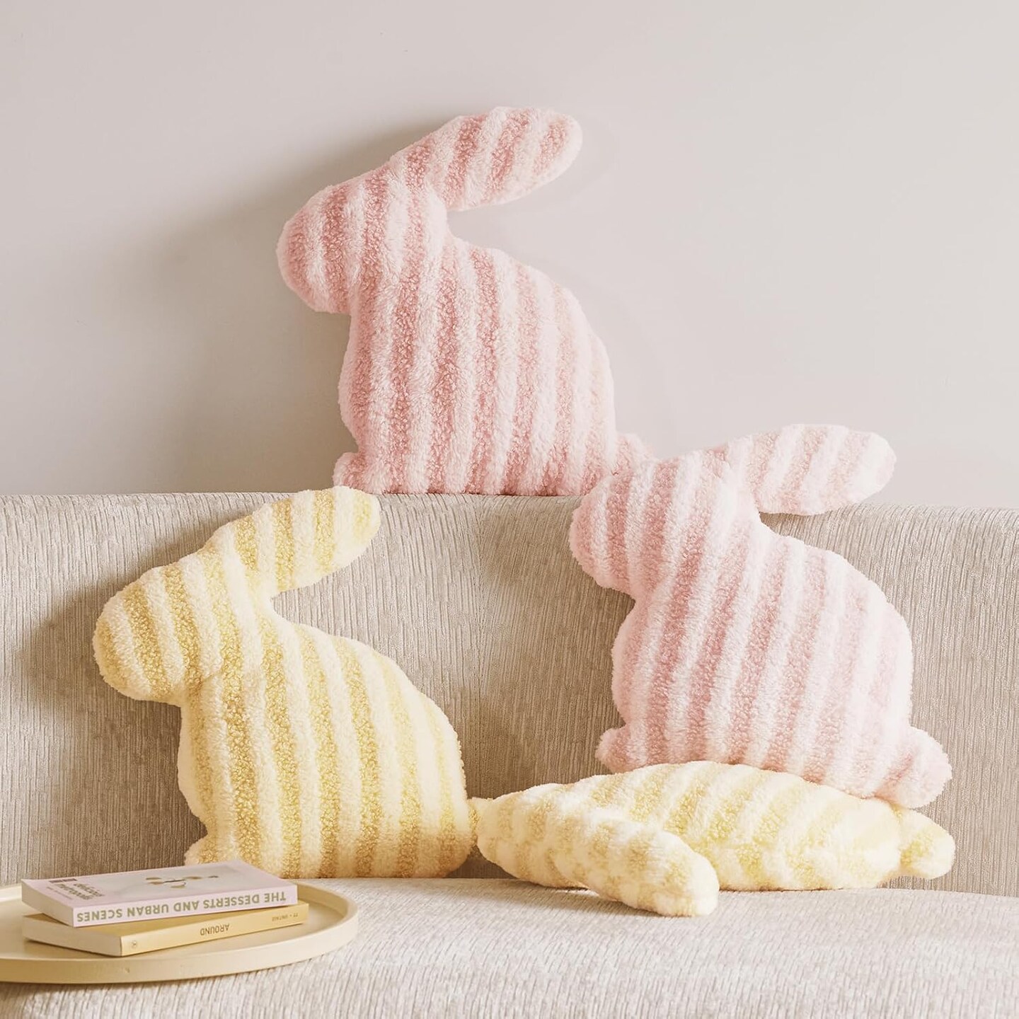 Easter Bunny Shaped Cute Throw Pillow, Decorative Stuffed Bunny Pillow for Bed and Couch