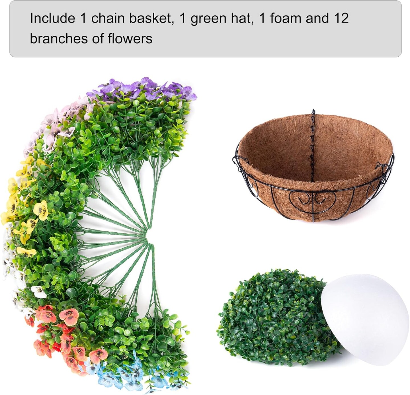 Artificial Pansies Fake Hanging Plants Flowers Basket for Outdoor Outside Decoration, 12 pcs Silk Pansy UV Resistant Look Real Colorful Faux Flowers for Home Porch Yard Patio Balcony Garden Arch Party