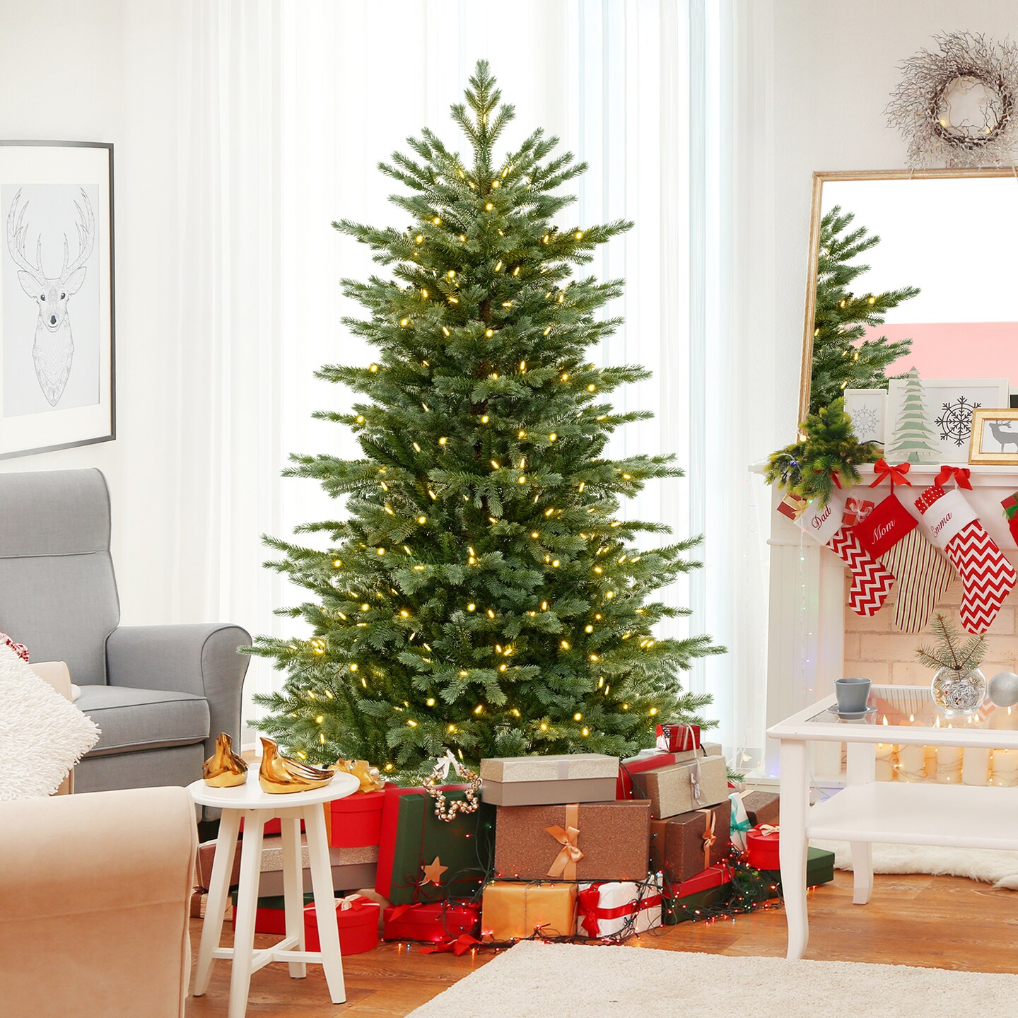 Artificial Christmas Tree with Lush PVC and Warm White LED Lights