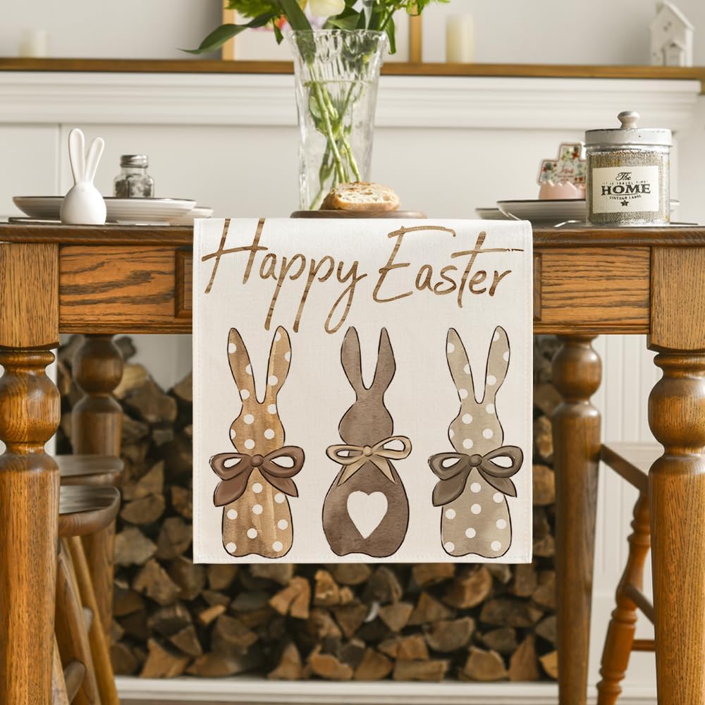 Carrots Rabbit Bunny Happy Easter Table Runner