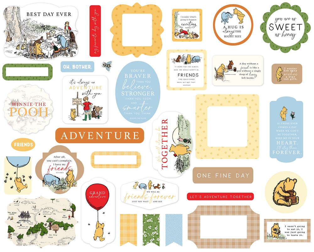 Echo Park Winnie The Pooh Ephemera Die-Cut Cardstock Pieces