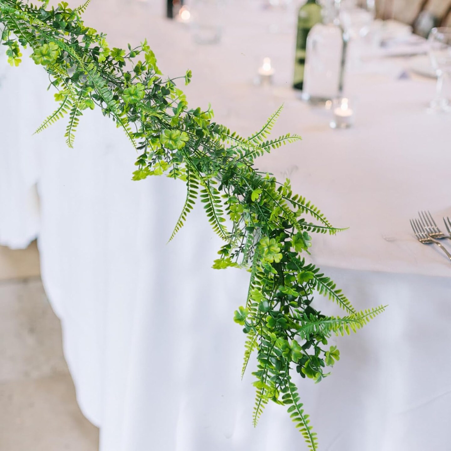 2 Pack 11.5Ft St Patricks Day Garland Shamrock Clover Plants Faux Greenery Garland with Fern Artificial Ivy Vines Garland for Spring Home Indoor Outdoor Wall Garden Front Door Decor