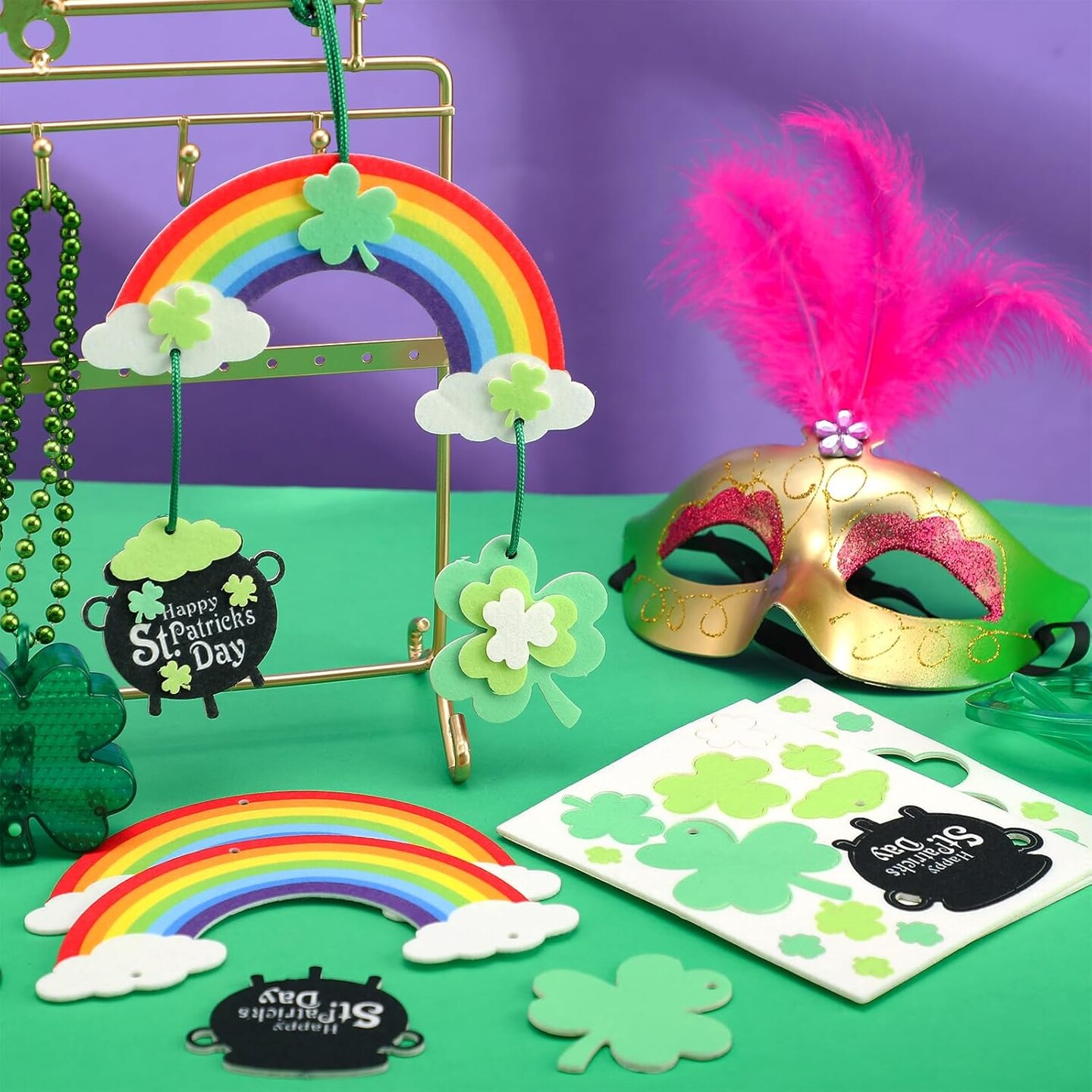 24 Set of Felt St. Patrick&#x27;s Day Art Craft Kits DIY Mobile St. Patrick&#x27;s Day Ornaments